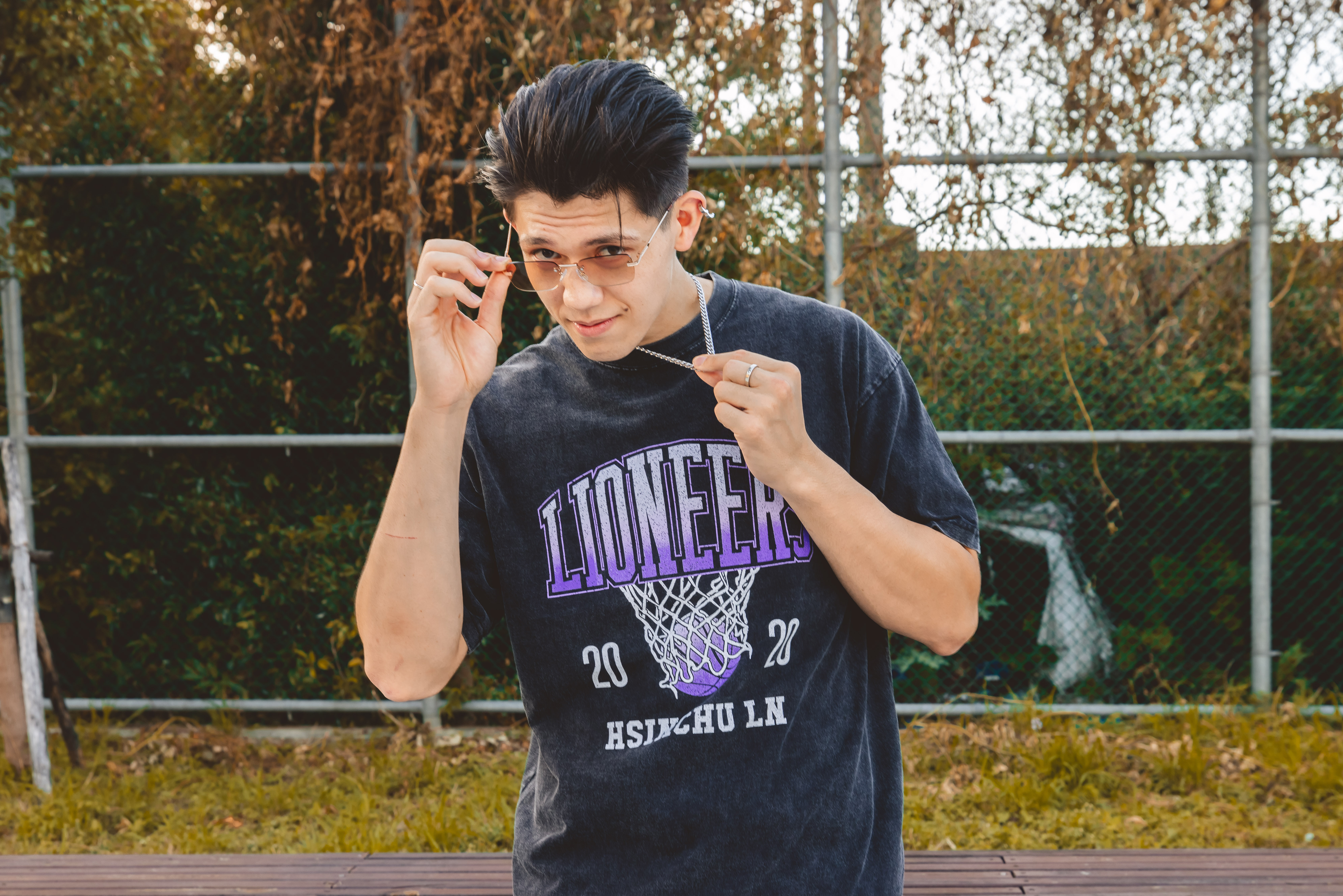 25-26 復古籃網短TEE｜水洗黑