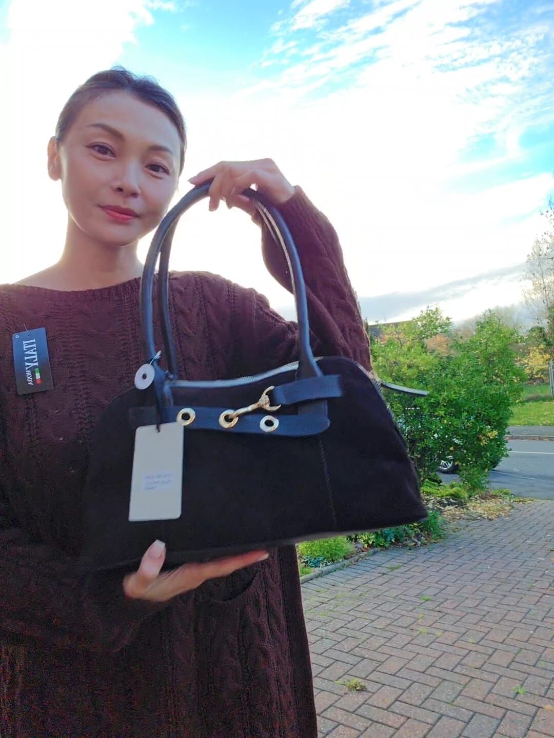 英國代購 (獨立訂單)-BRAMPTON Brown Suede Shoulder&nbsp;Bag