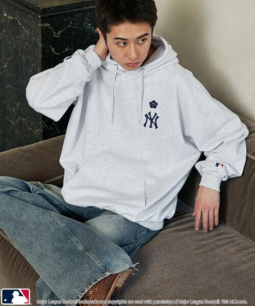 日本🇯🇵連線 MLB x MARY QUANT Logo刺繡抓絨連帽運動T 隊徽 刺繡 休閒 連帽衫 運動衫 長袖 寬鬆 3款(任買兩件711免運)/預購