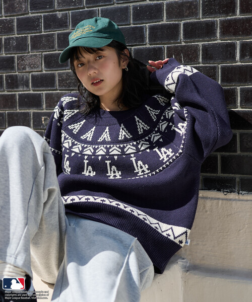 日本🇯🇵連線 MLB 日本支線 x FREAK'S STORE 北歐風隊徽針織衫 隊徽 休閒 毛衣 針織衫 長袖 寬鬆 3款(任買兩件711免運)/預購