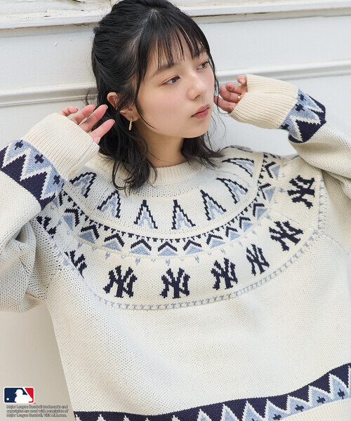 日本🇯🇵連線 MLB 日本支線 x FREAK'S STORE 北歐風隊徽針織衫 隊徽 休閒 毛衣 針織衫 長袖 寬鬆 3款(任買兩件711免運)/預購