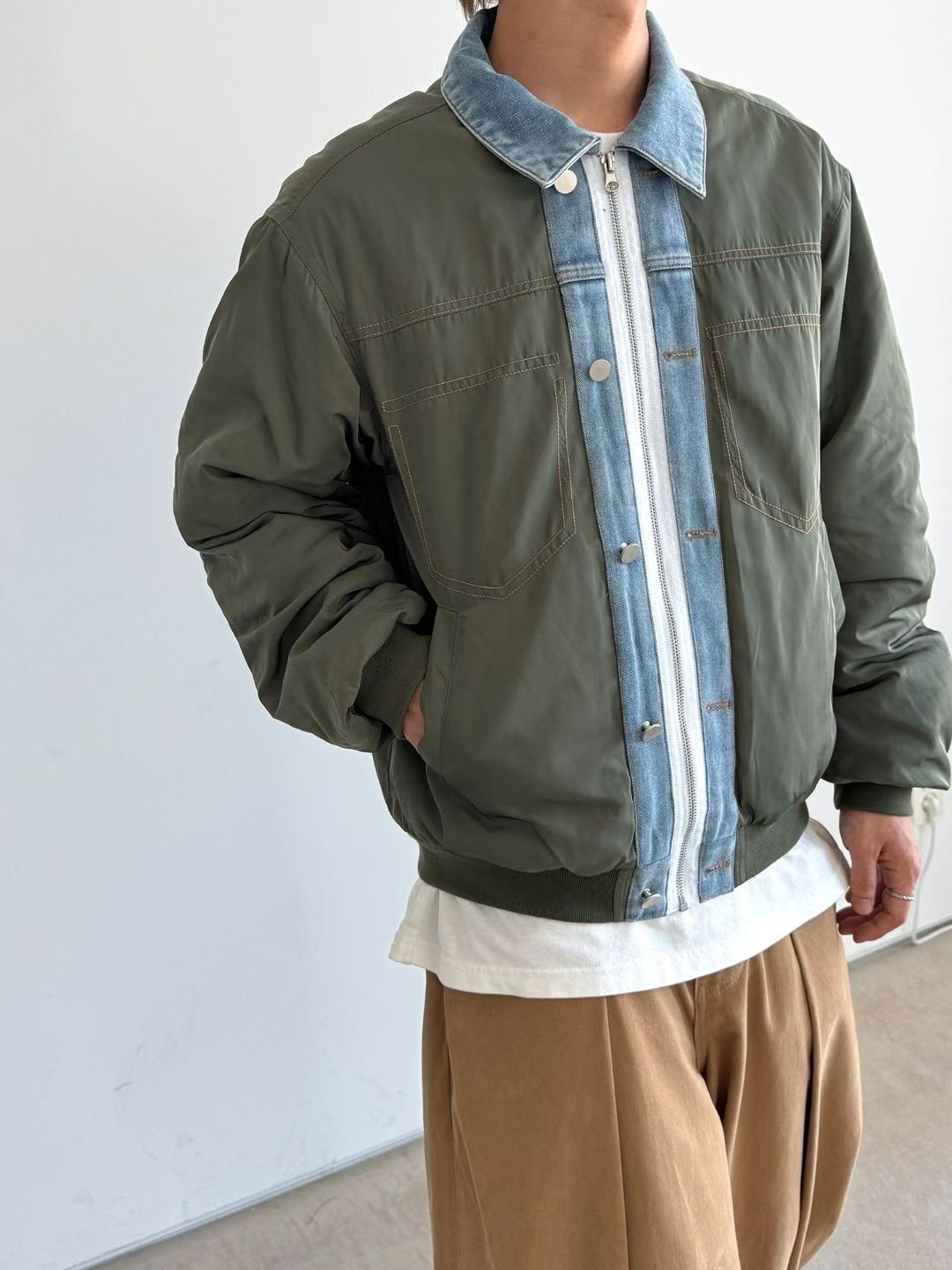 反領拉鍊外套(薄夾棉) JK2685