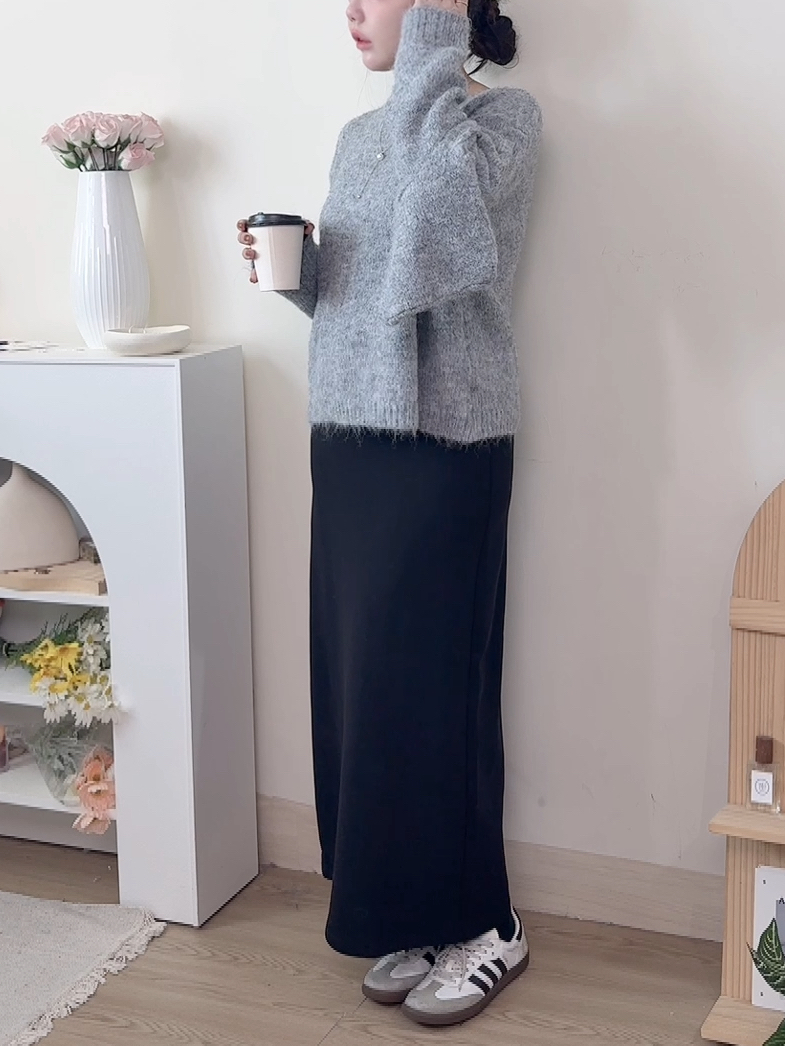 簡約百搭通勤直筒棉長裙 2色