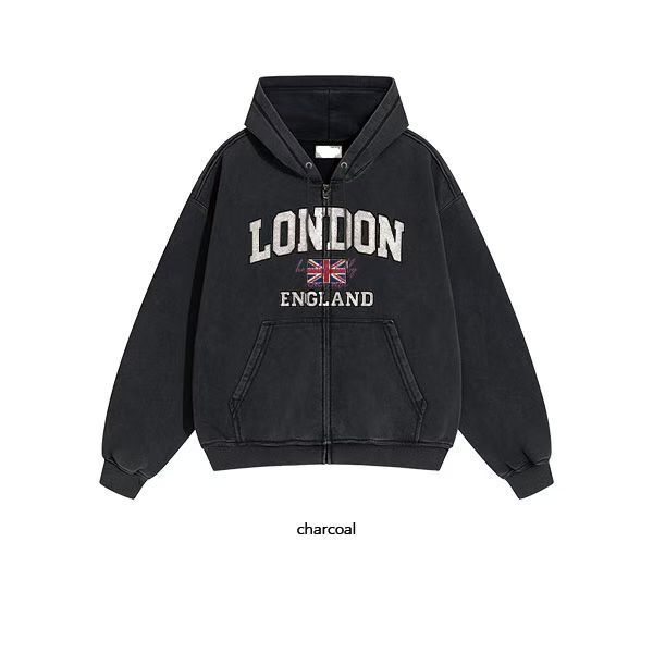 洗水英文字連帽拉鍊外套 JK2687