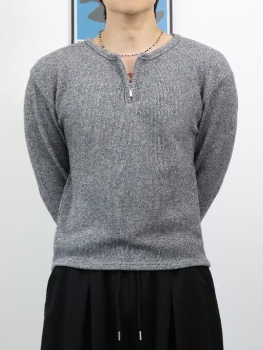 淨色半開胸長袖衫 EARN-051T