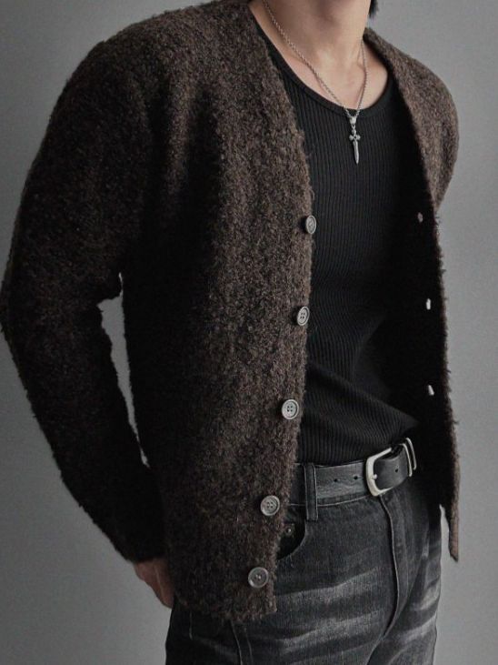 淨色開胸針織外套 EARN-052JK