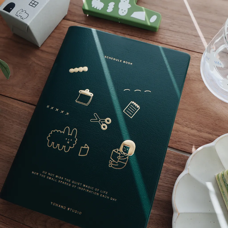 文具書 皮質燙金 萬年曆 手帳本｜右手超人