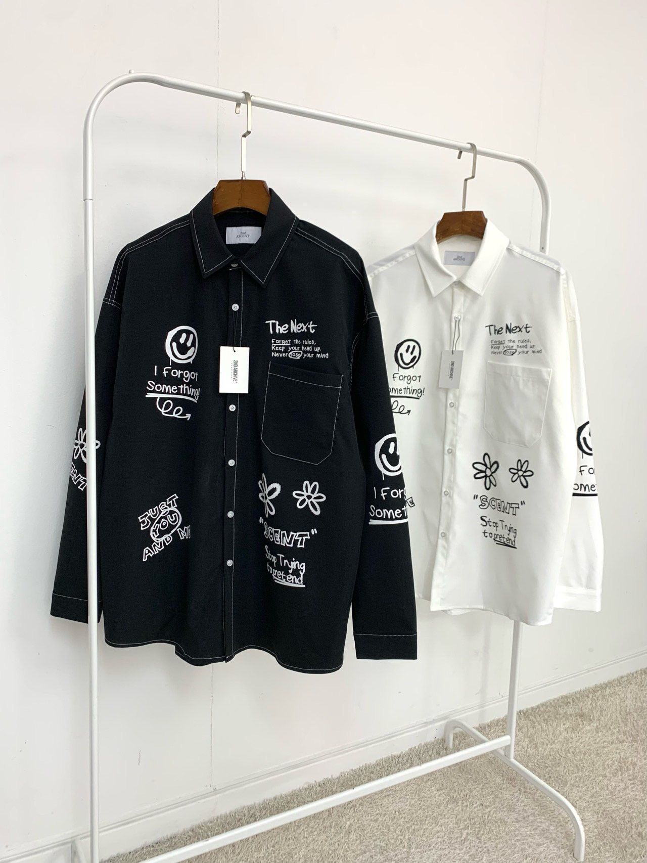 英文字圖案長袖恤衫 2nd-311S