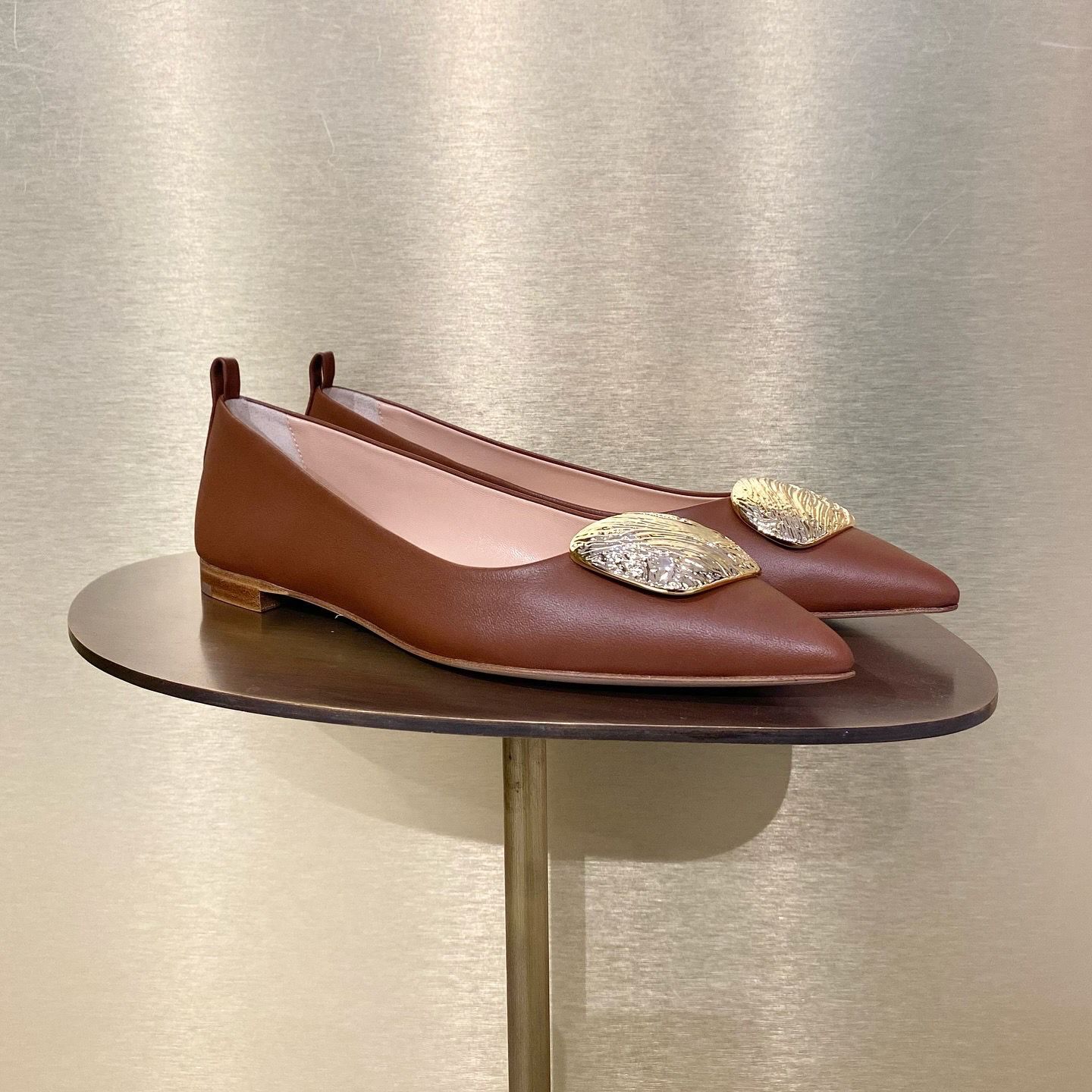 Rupert Sanderson RS Claudette Ripple flats Sequoia brown