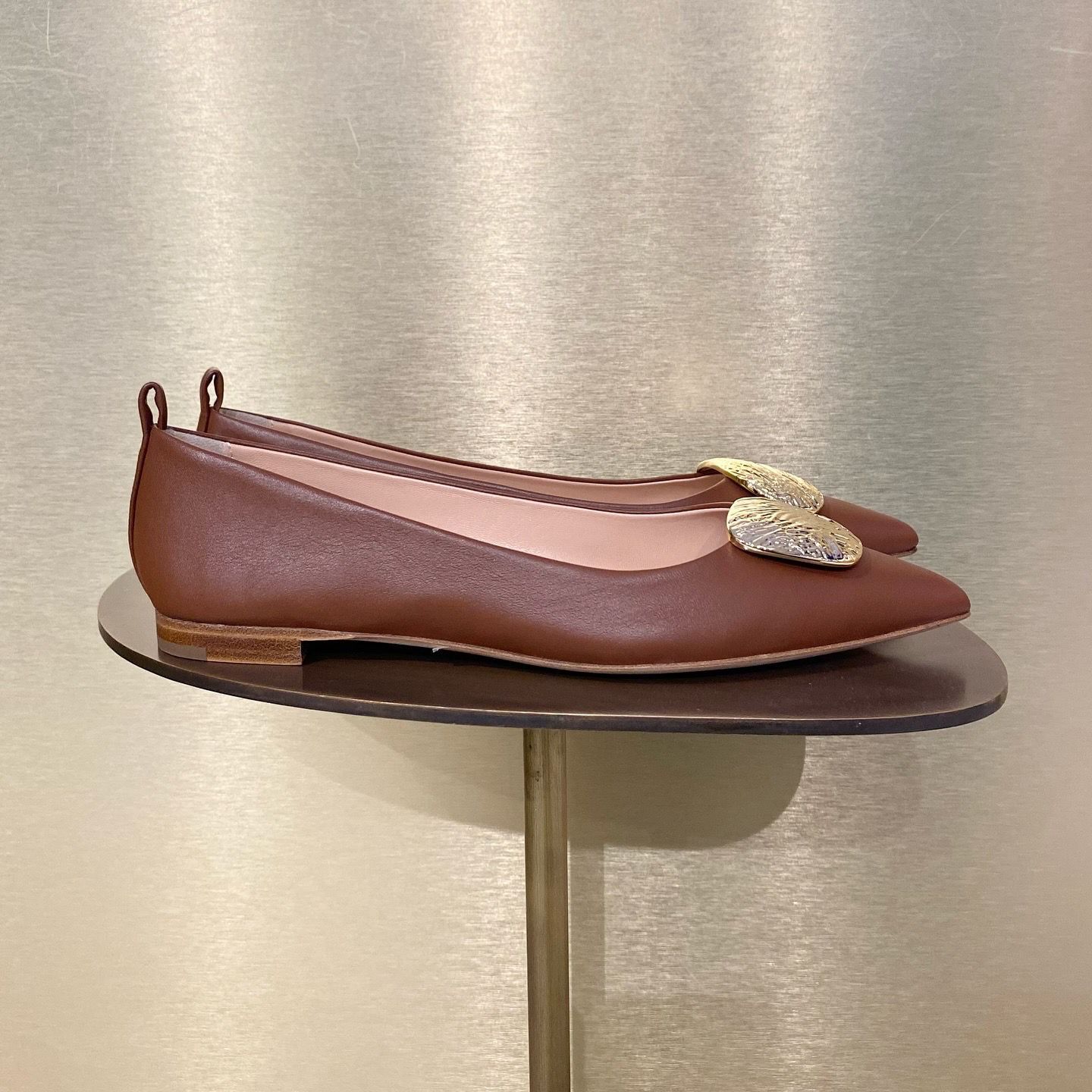 Rupert Sanderson RS Claudette Ripple flats Sequoia brown