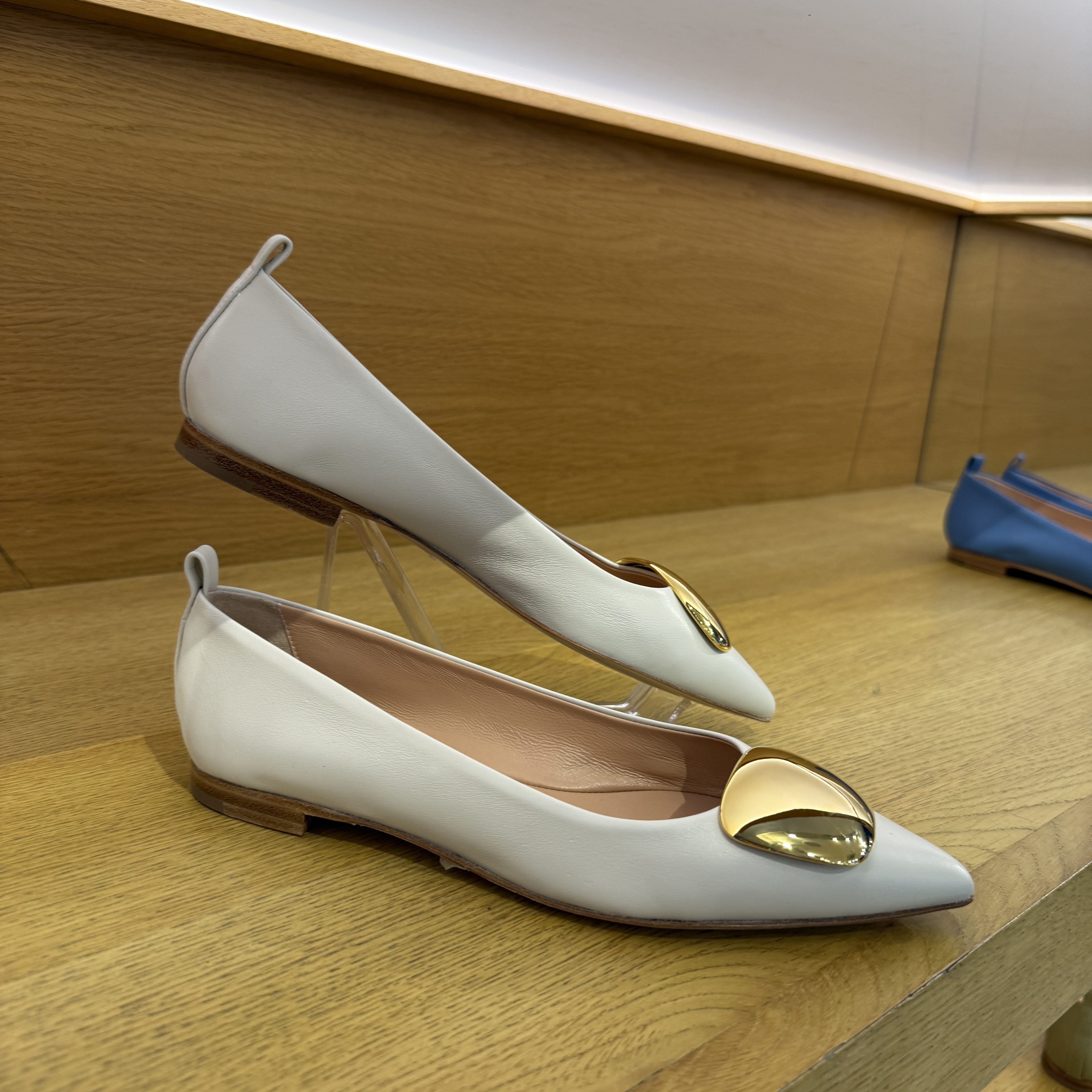 Rupert Sanderson RS Claudette Calf Gold Flats White