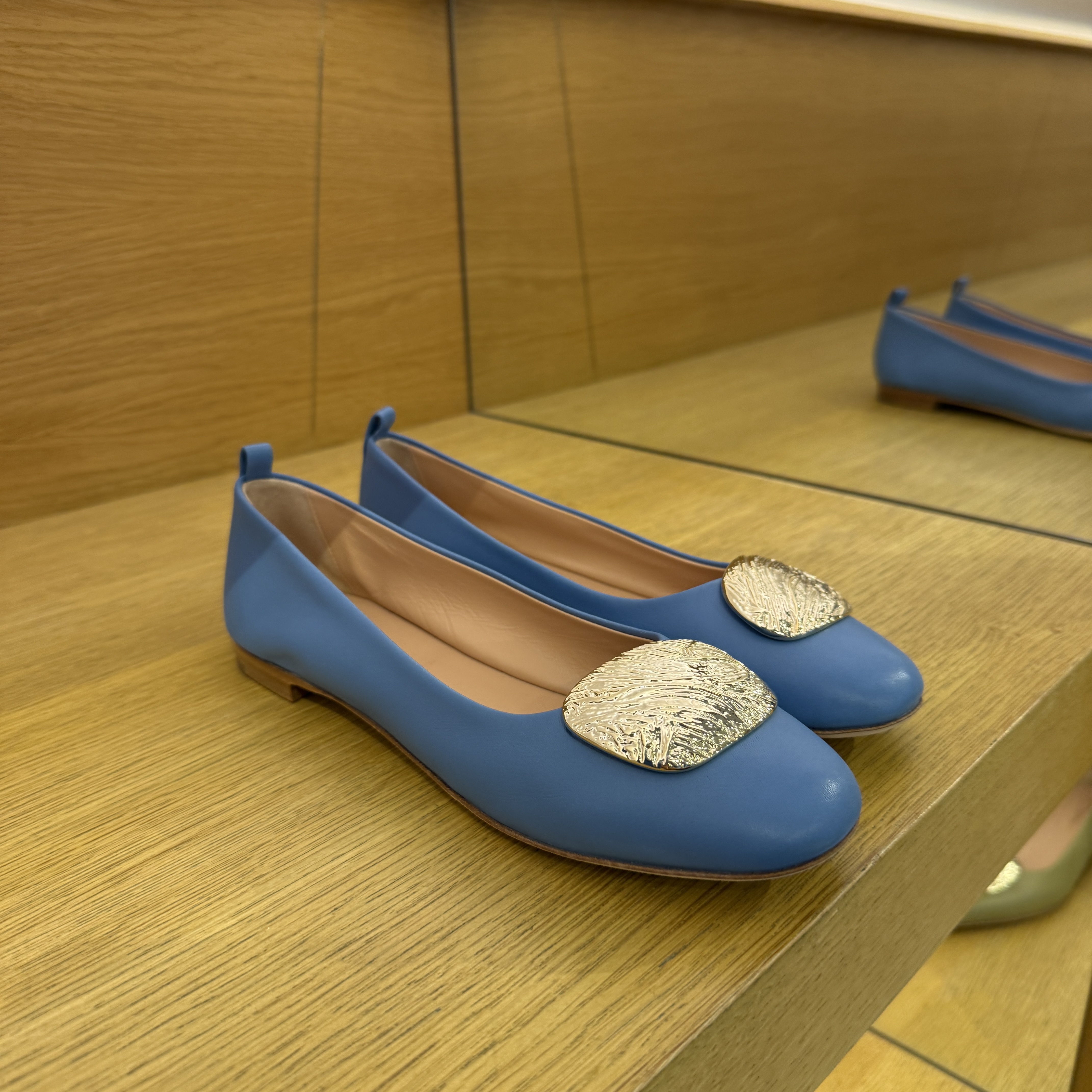 Rupert Sanderson RS Vedette Ripple Santorini Flats Blue