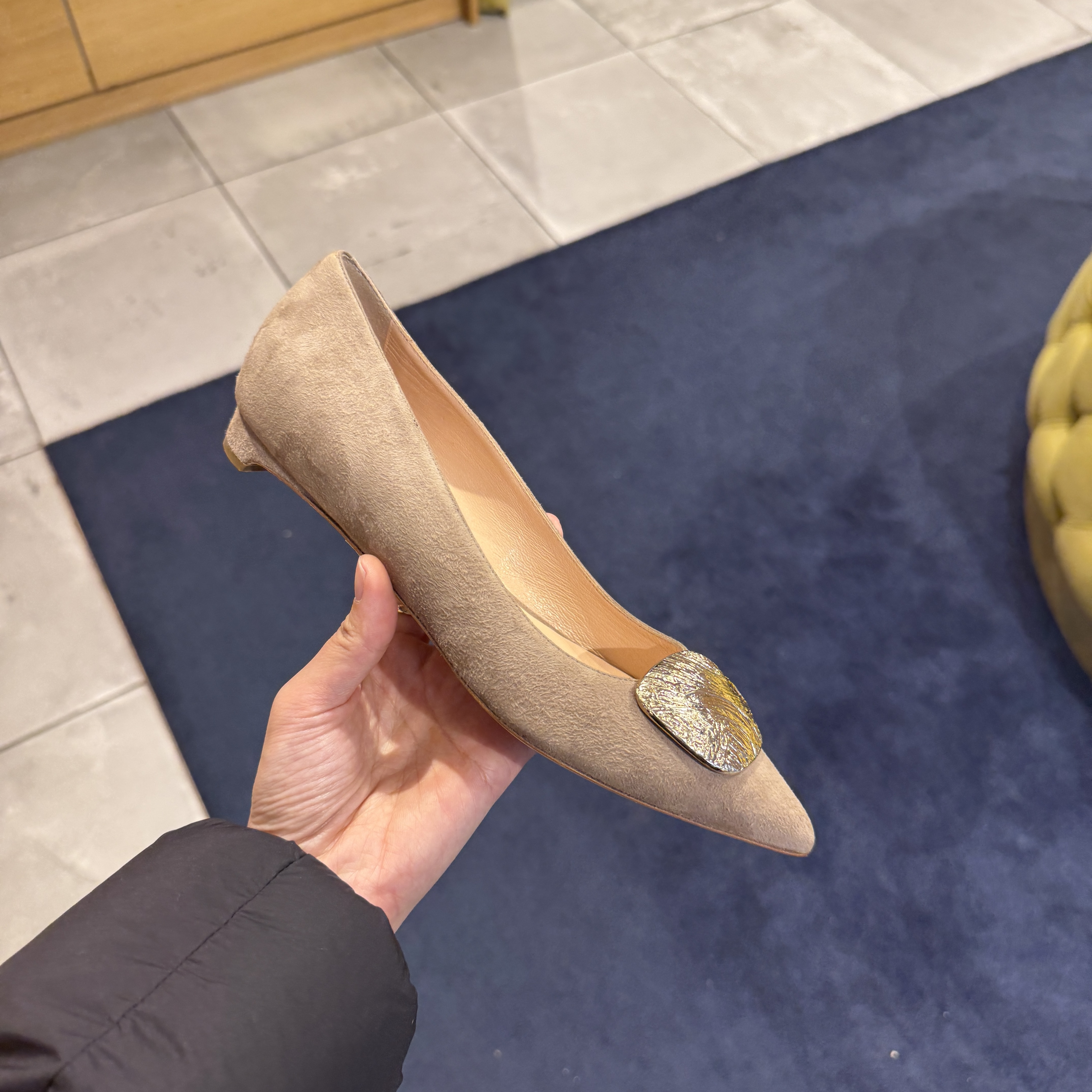 Rupert Sanderson RS Bedfa Suede Ripple Flats Sepia Taupe