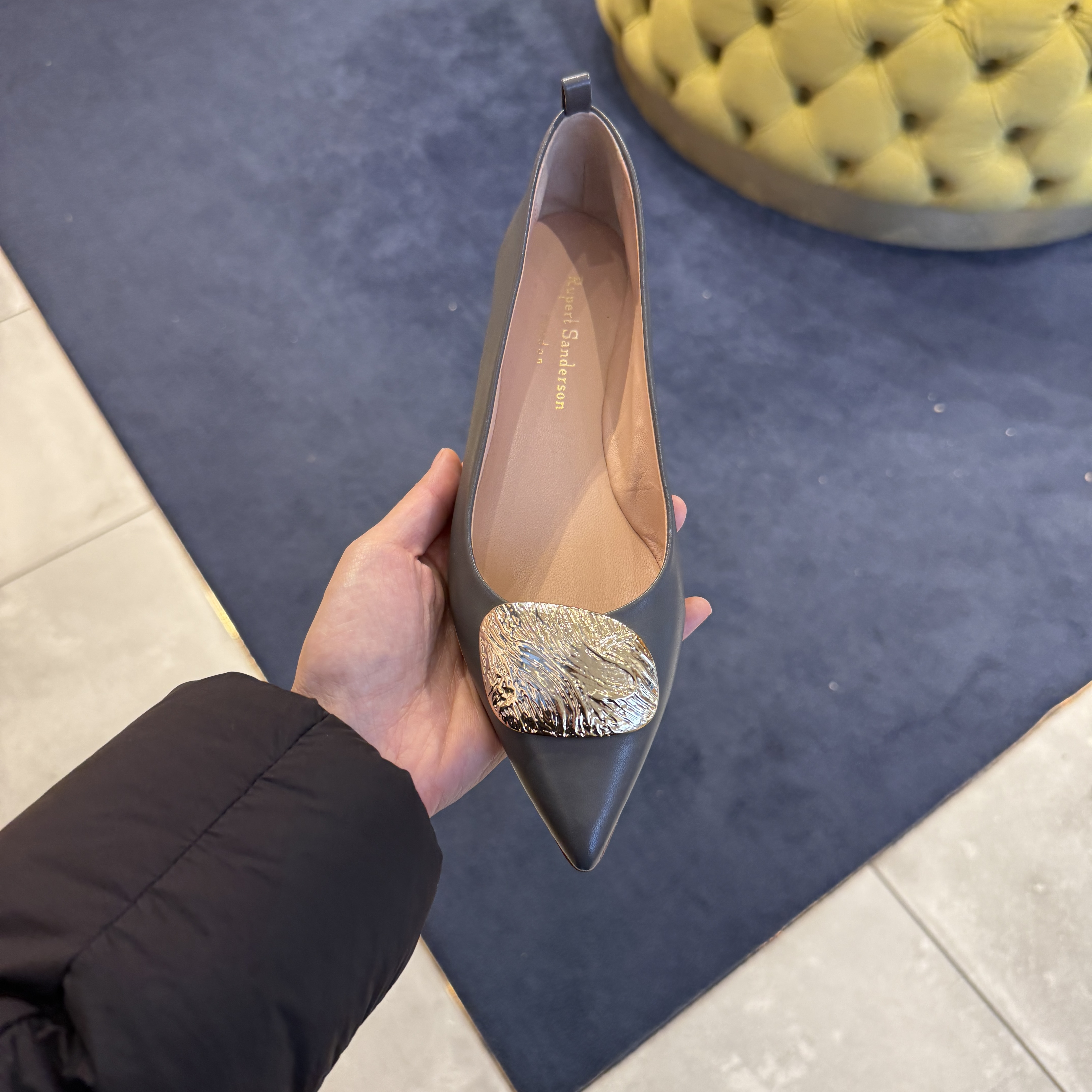 Rupert Sanderson RS Claudette Ripper Flats Shadow Grey