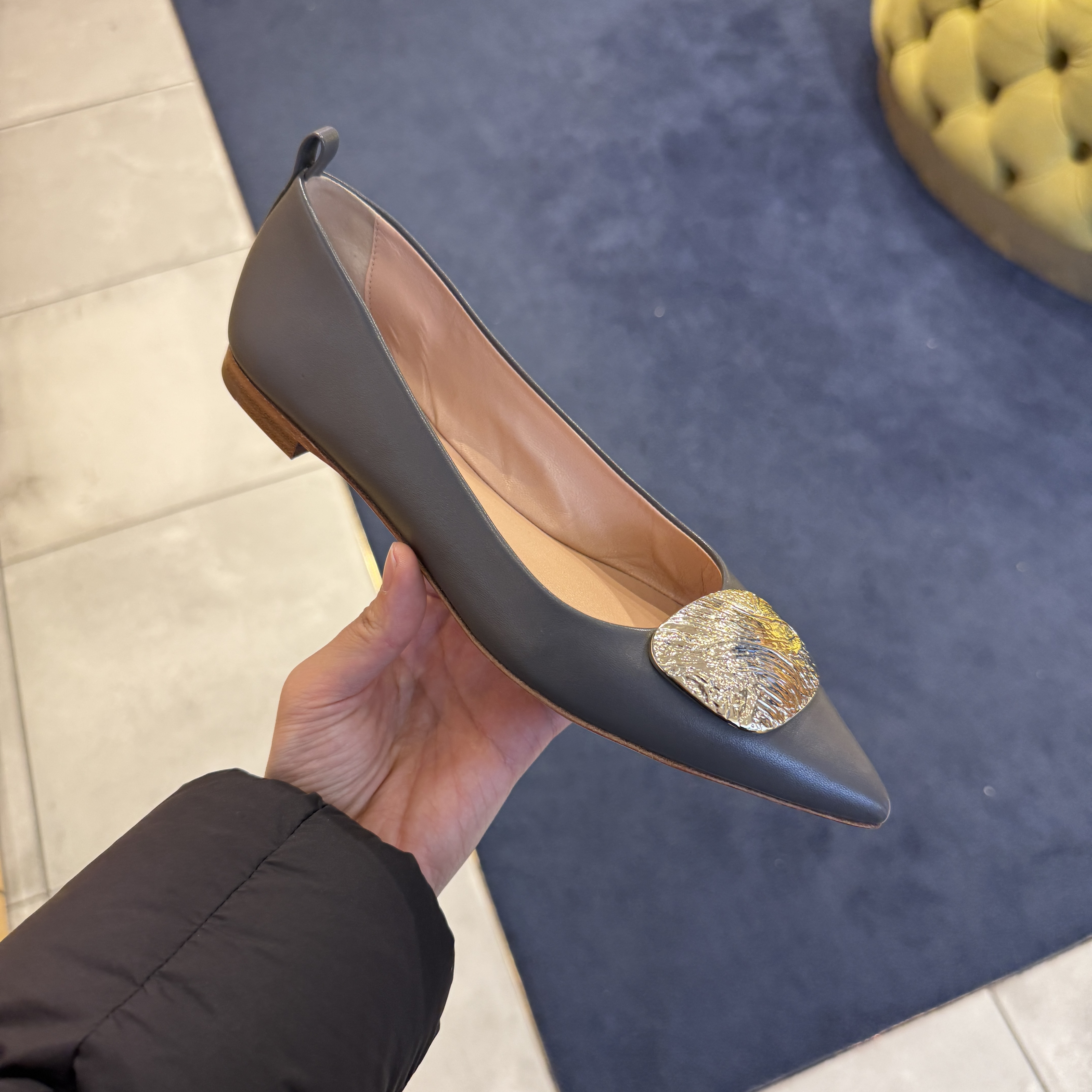 Rupert Sanderson RS Claudette Ripper Flats Shadow Grey