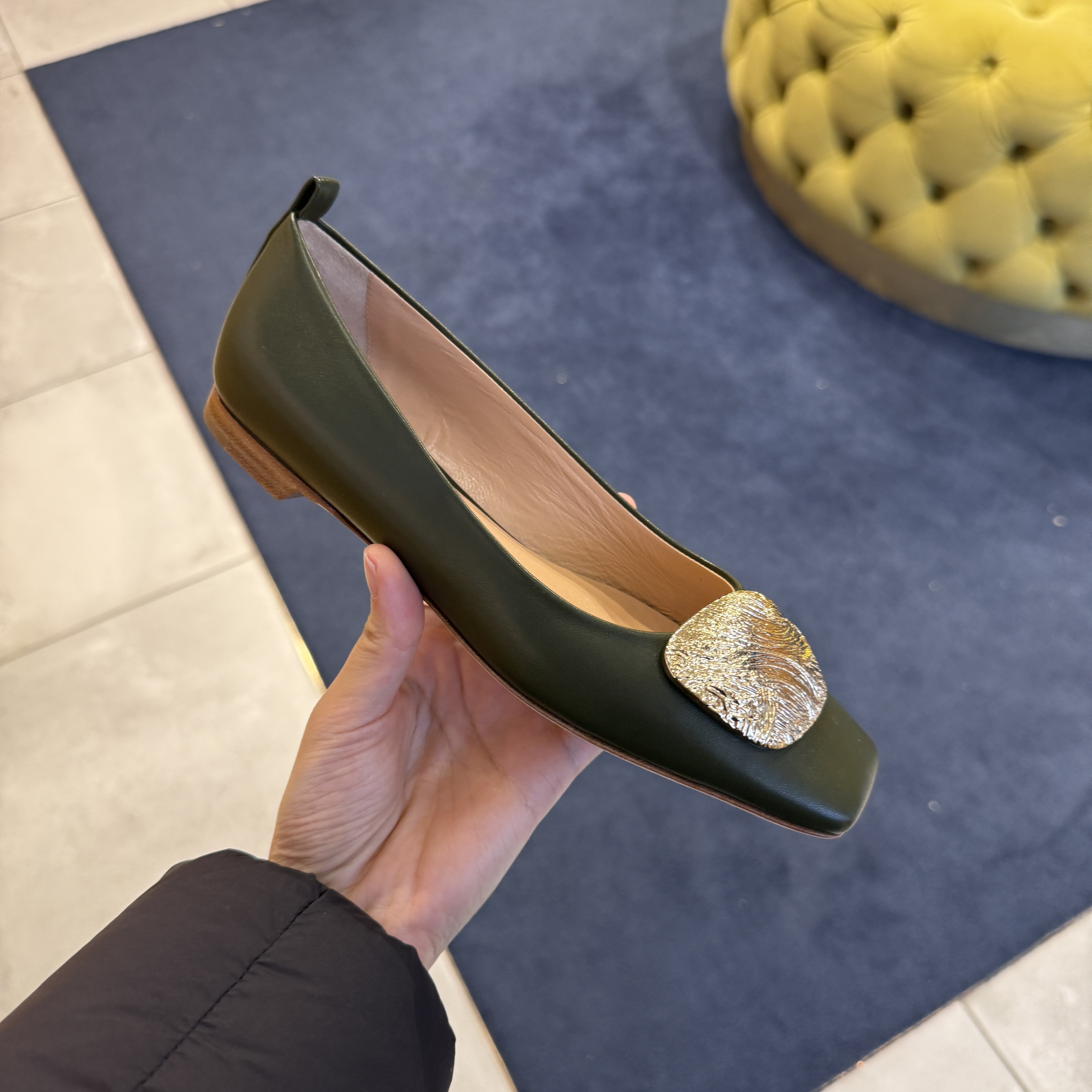 Rupert Sanderson RS Ahoy Calf Ripple flats khaki Green