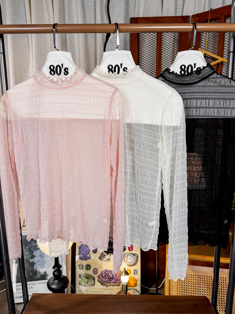 開倉低至半價😱FINALSALE📣【多買多優惠】卷卷邊．橫紋網布料TOP【不設退換】