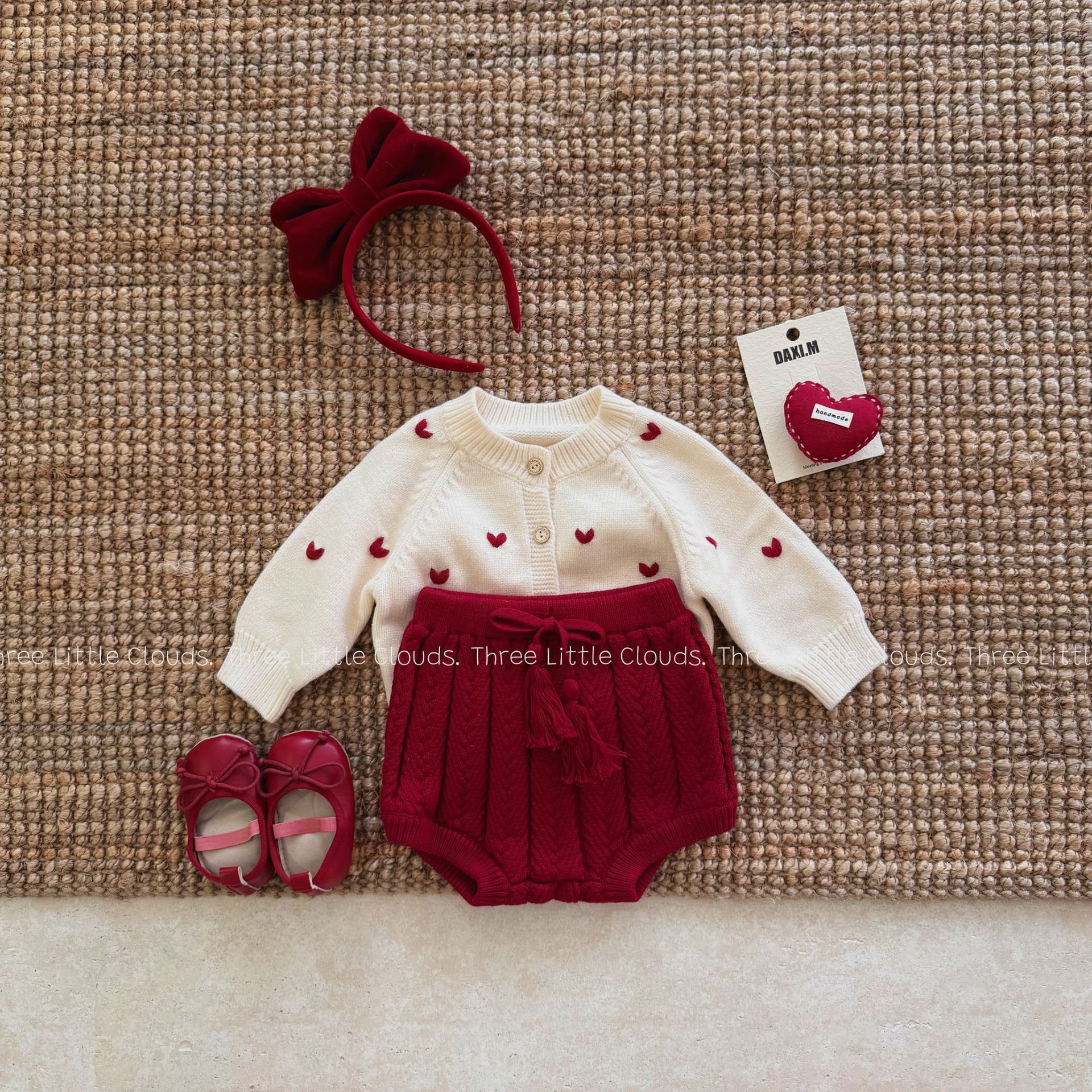 愛心針織外套+針織短褲