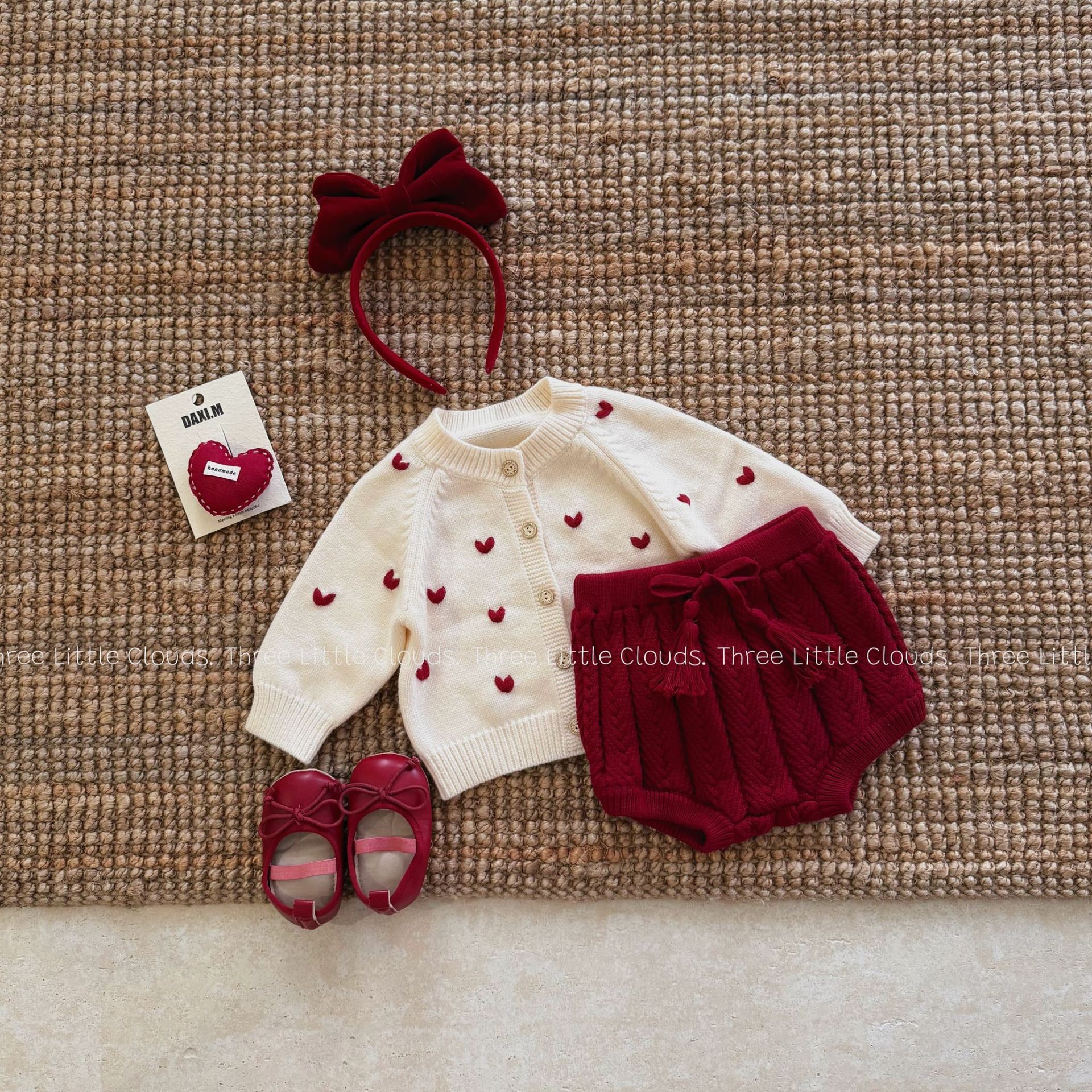 愛心針織外套+針織短褲