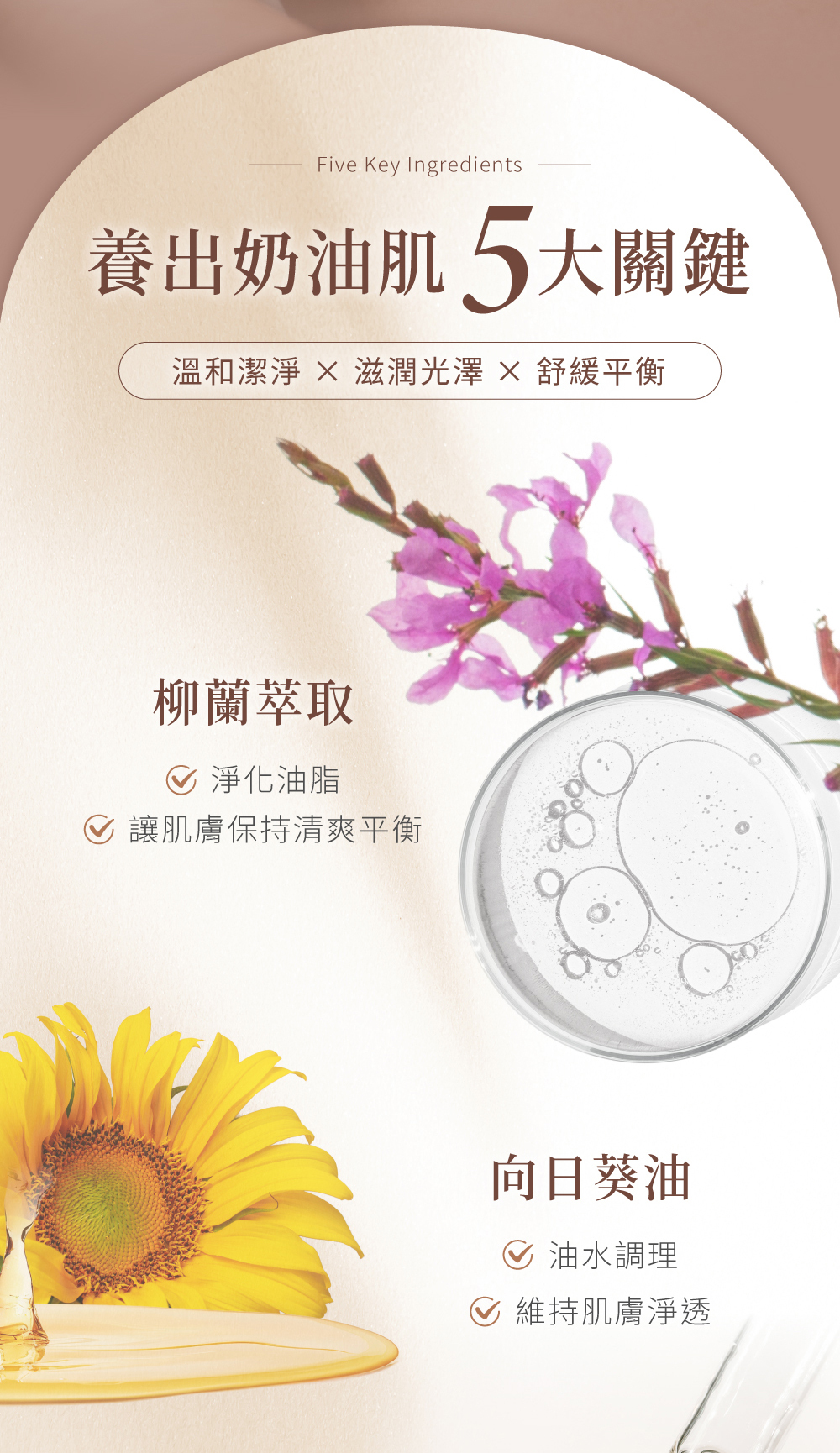 THE TRUE 植萃潔膚露質地展示