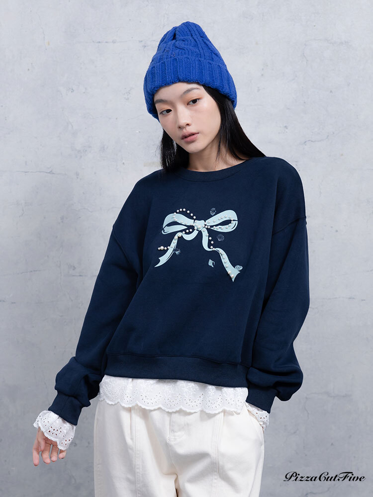 下擺蕾絲衛衣/大學T PizzaCutFive PCF253408046