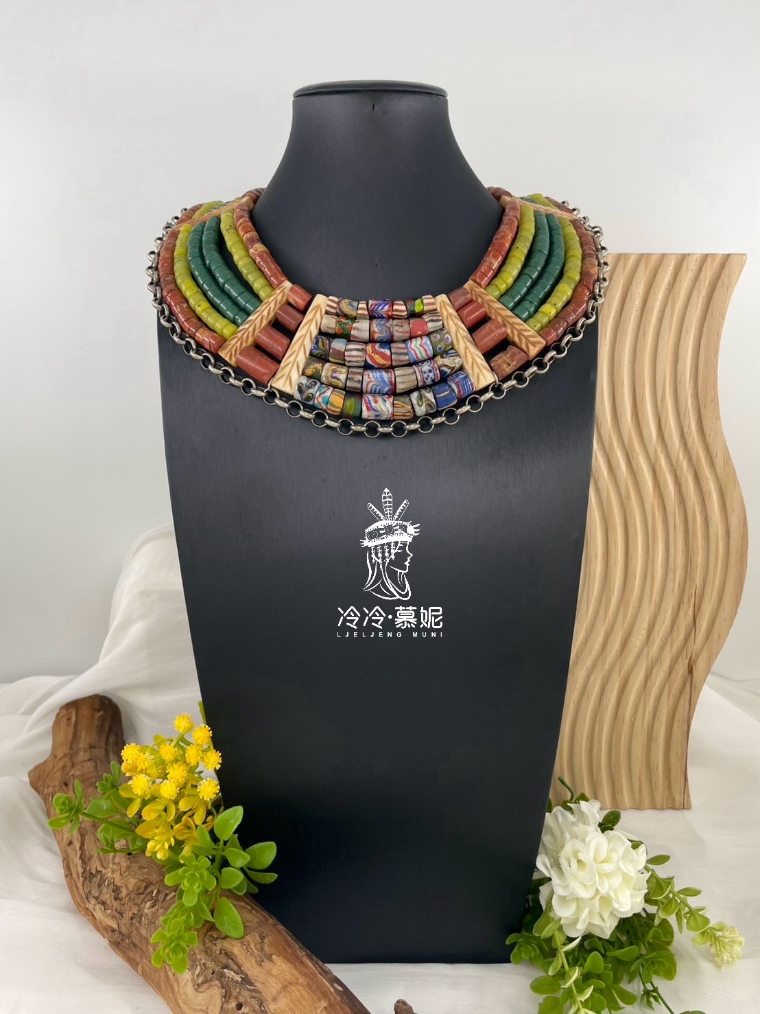 W-No.25貿易老珠複串短鍊45cm