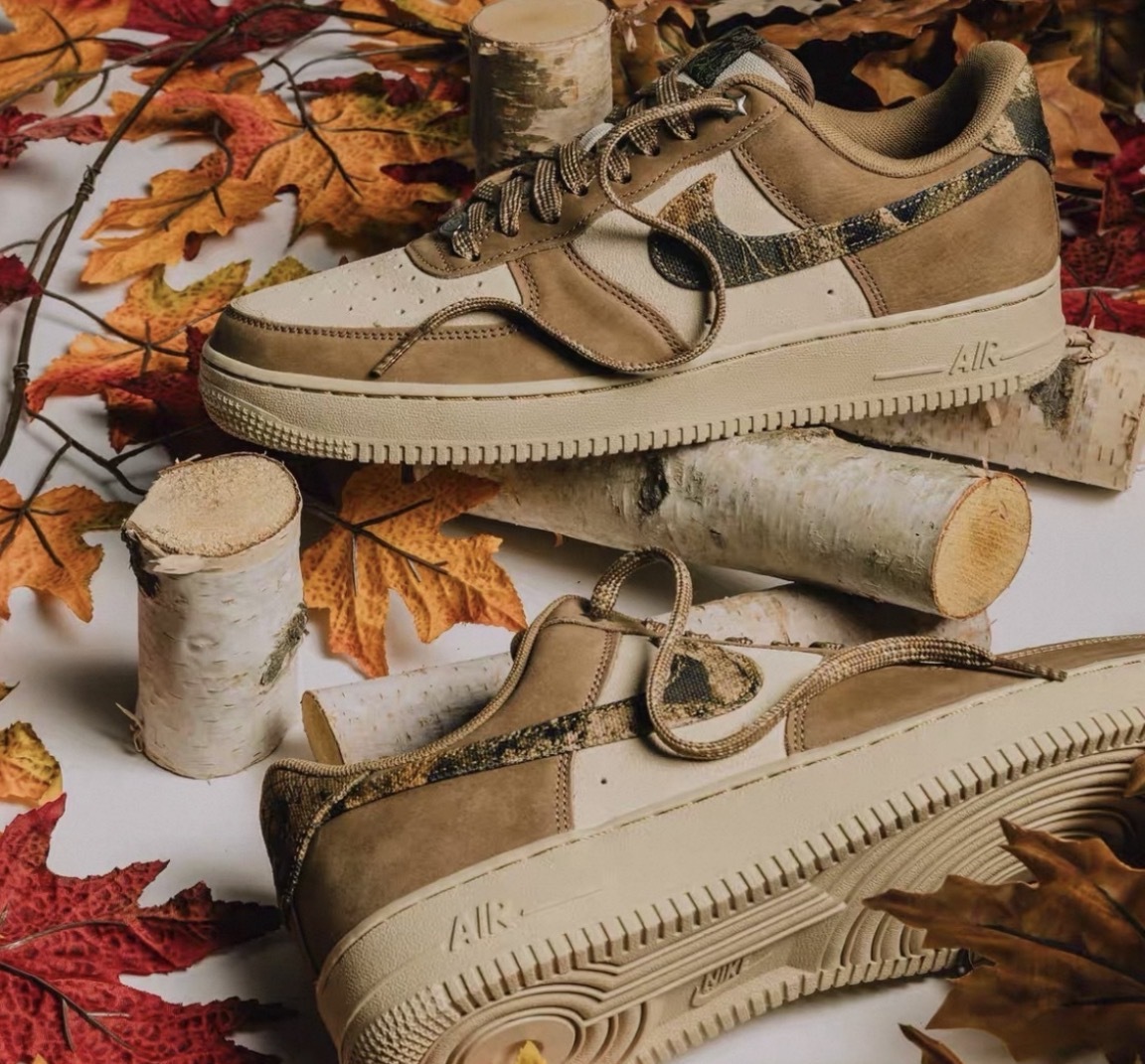 男鞋 NIKE AIR FORCE 1 '07 'Realtree Rattan' 藤條棕 楓葉 麂皮 皮革 休閒鞋【IO9803-200】AF1