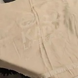 [S] KARL LAGERFELD BEIGE L4WS7584-LAT OVERSIZED JACQUARD EYELASH FRINGE SCARF, 196788636095 (SKL1439)