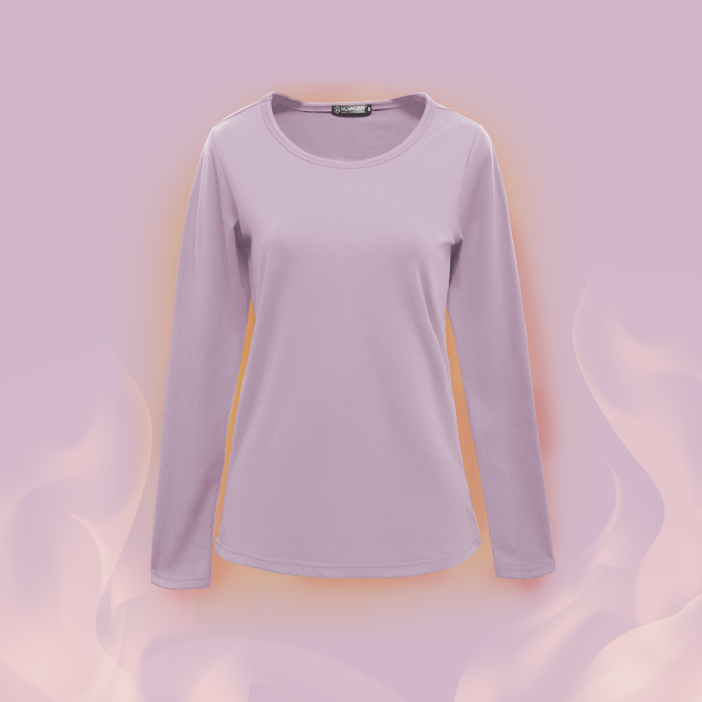 【圓領】速暖絨保暖衣3.0-粉紫