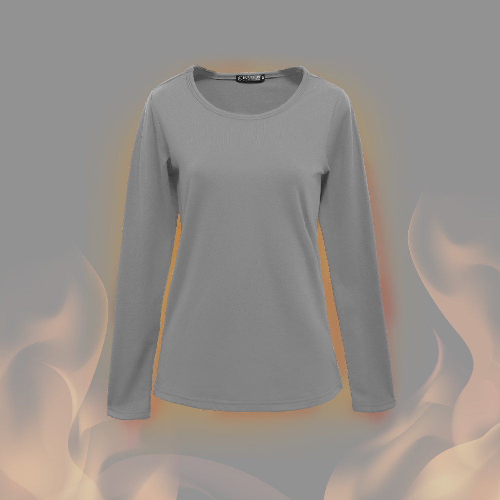 【圓領】速暖絨保暖衣3.0-淺灰