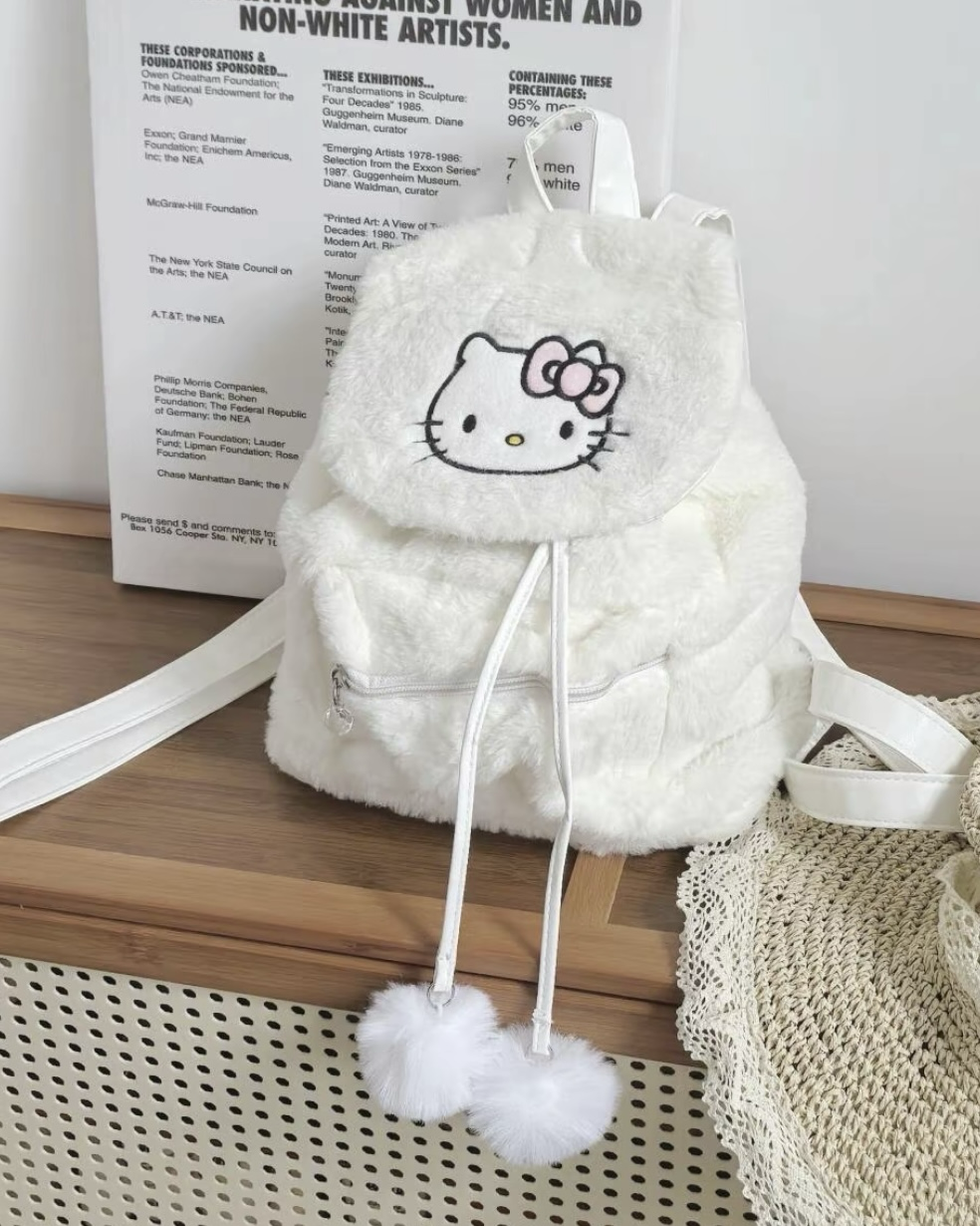 SANRIO 三麗鷗 毛絨 翻蓋 雙肩後背包 HELLO KITTY 美樂蒂