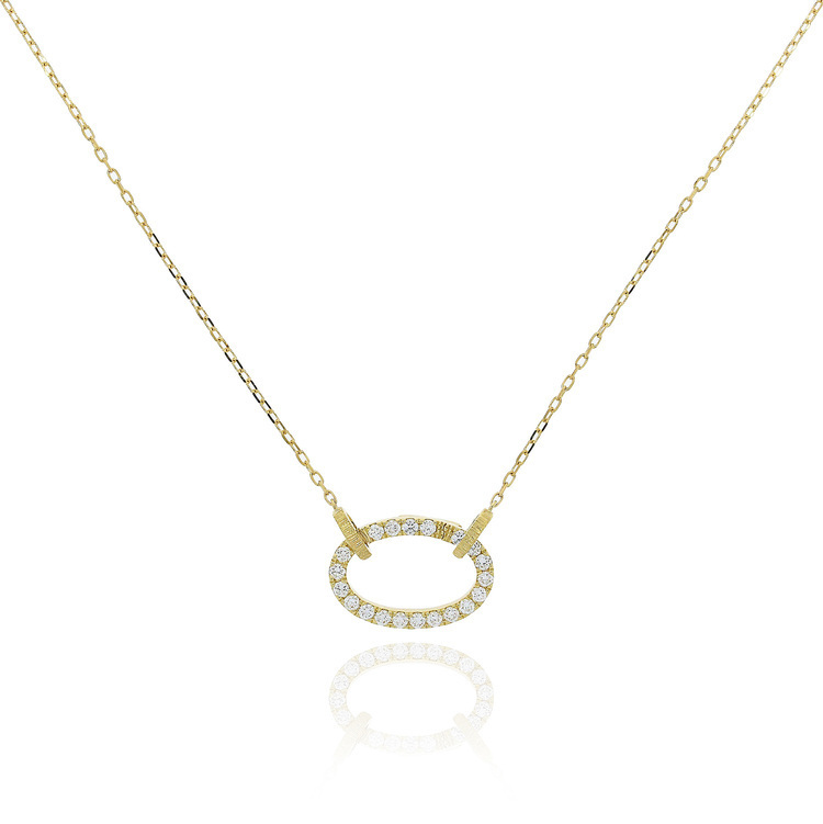 鑽石橢圓光環頸鏈