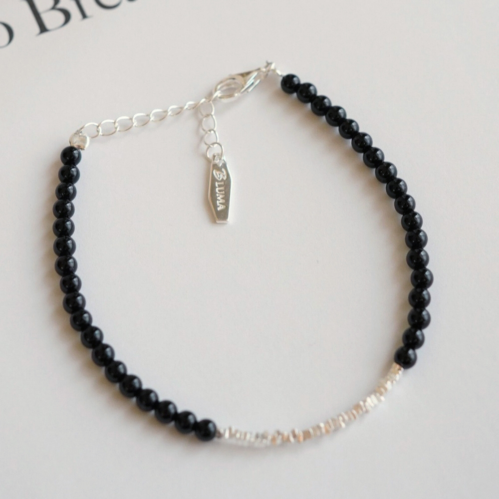 黑瑪瑙榮耀純銀手鍊/SB071|能量水晶 銀碎石 個性女生禮物 聖誕禮物