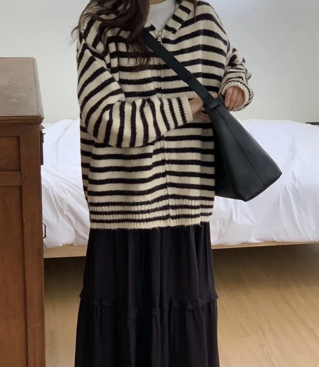 boy friend wool stripe zip up