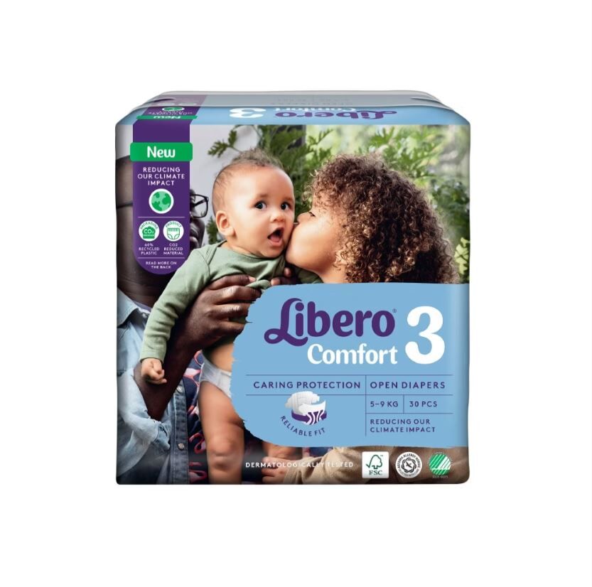 麗貝樂 Libero｜Comfort｜嬰兒黏貼型紙尿褲／尿布 (3號) S 30片x6包／箱