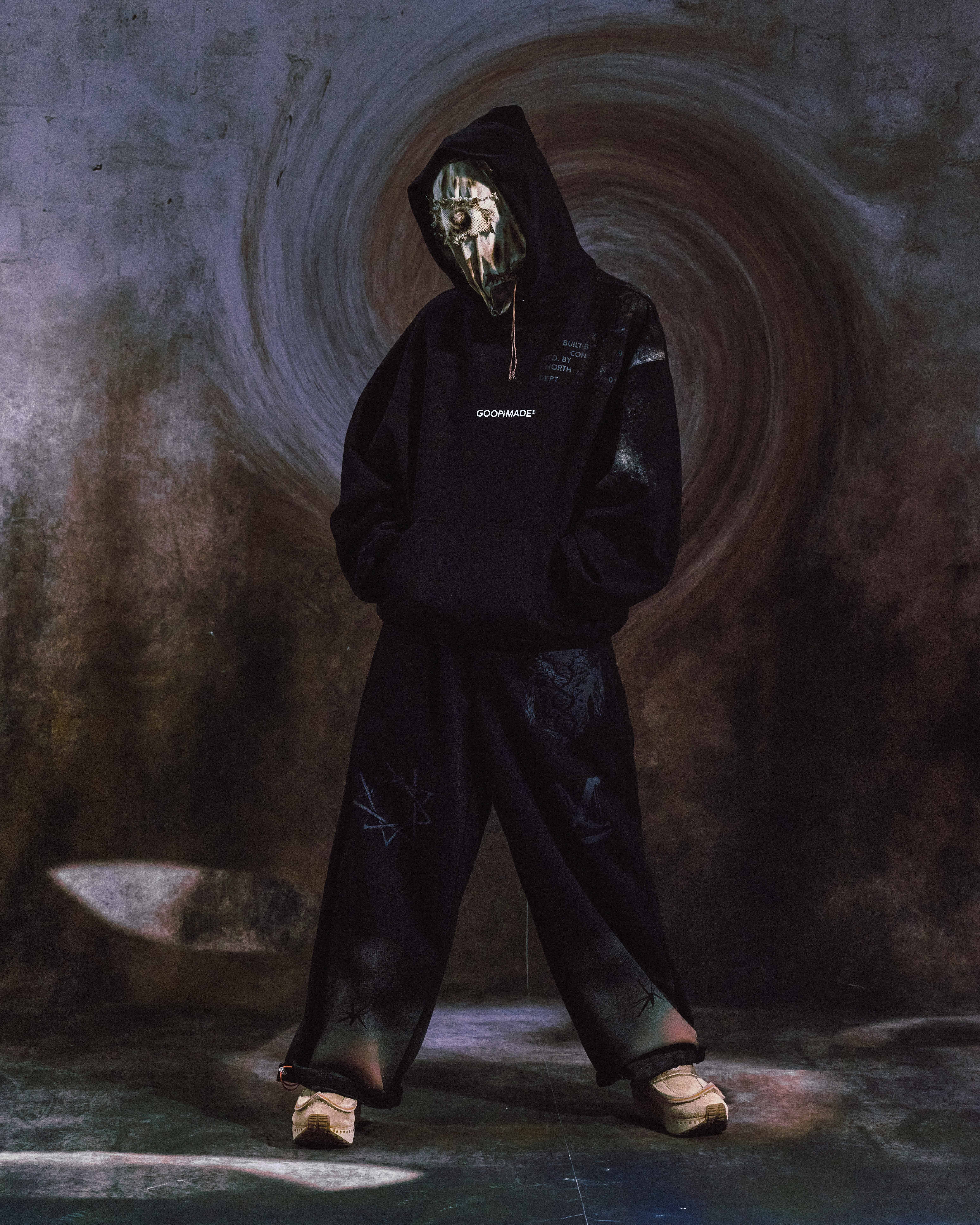 GOOPiMADE H39-SP Distressed Logo Hoodie - Shadow