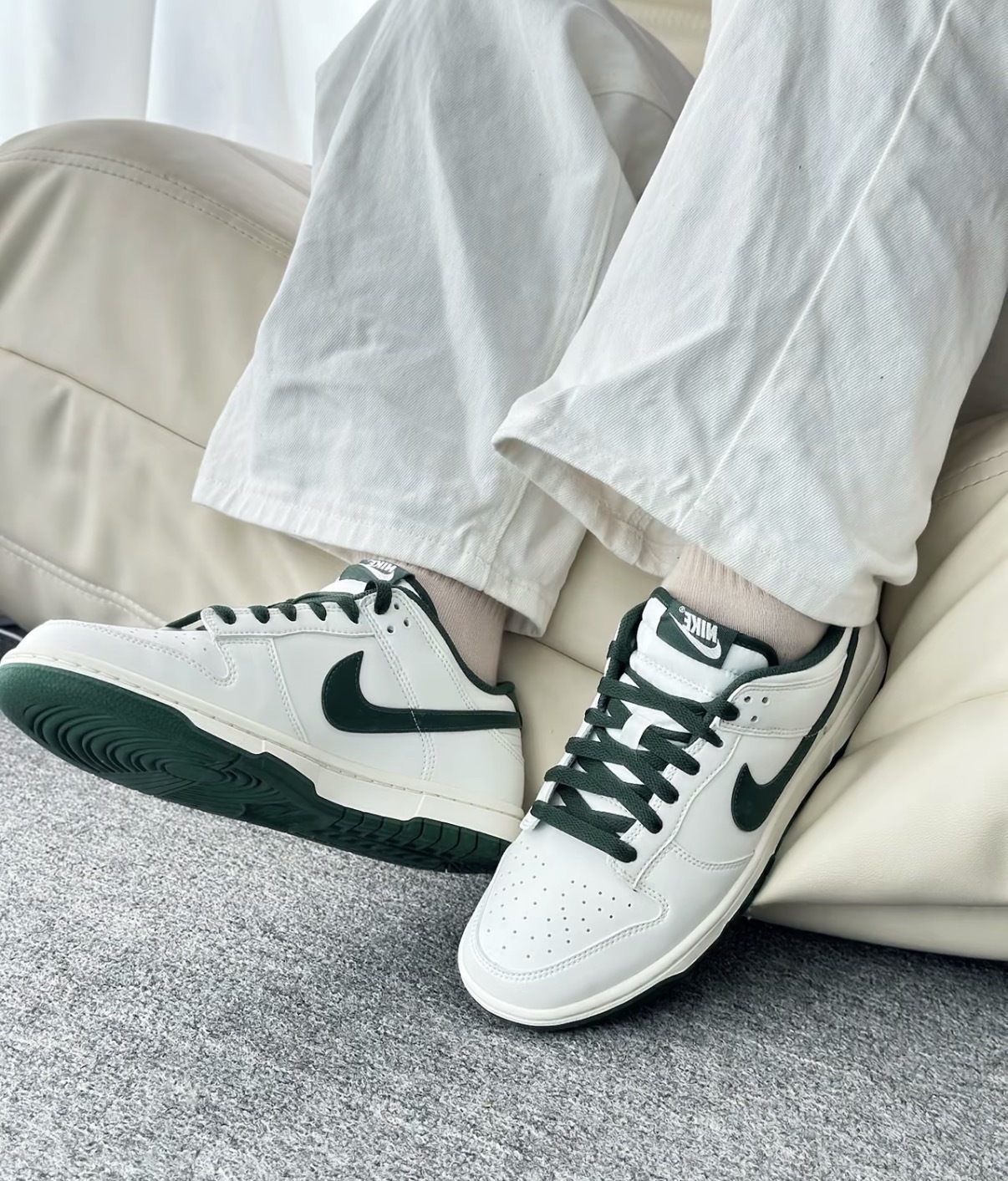 男鞋 NIKE DUNK LOW RETRO 'Sail Fir' 白綠 經典 低筒 復古 休閒鞋【HF5441-115】