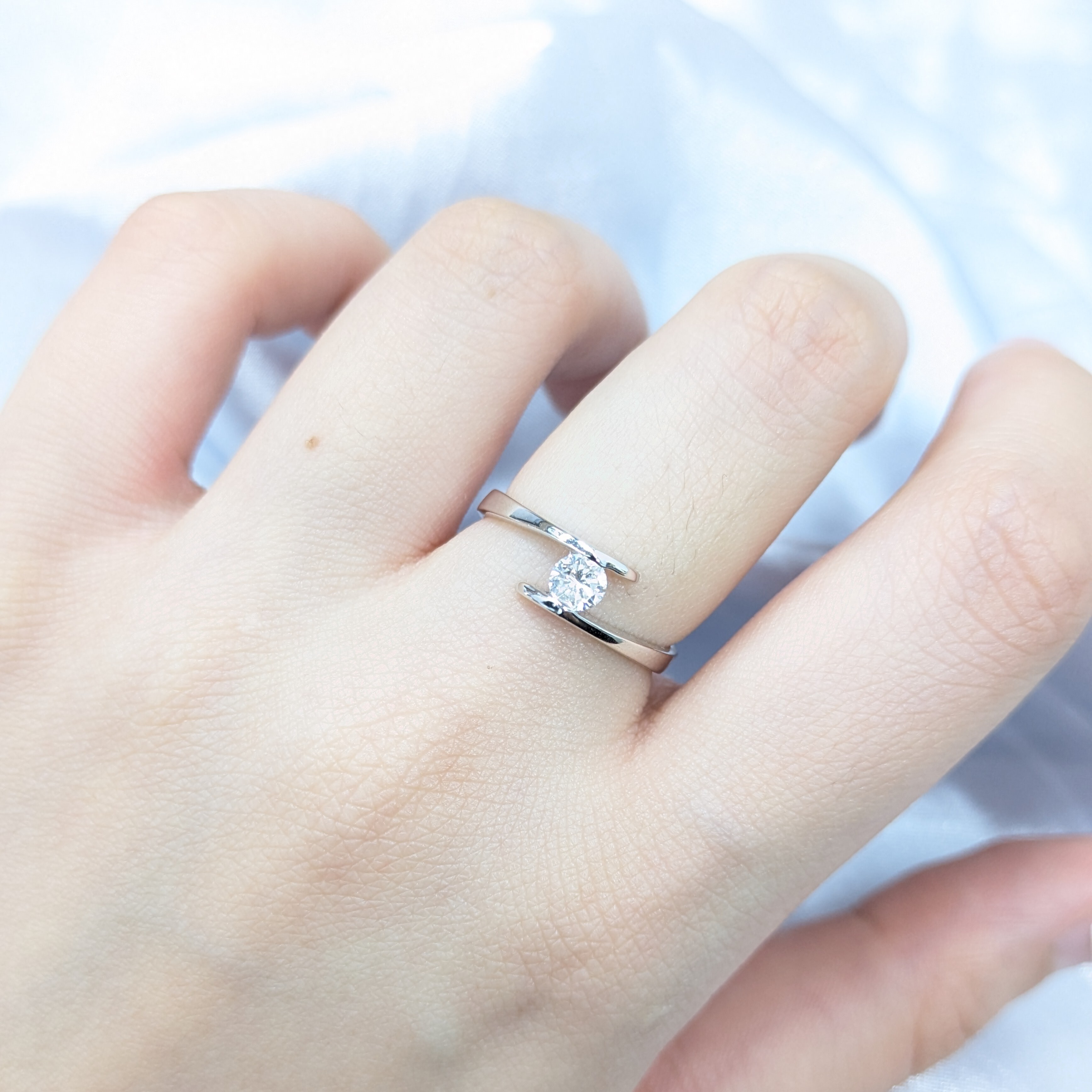 全新18K白金【單粒24份鑽石】戒指