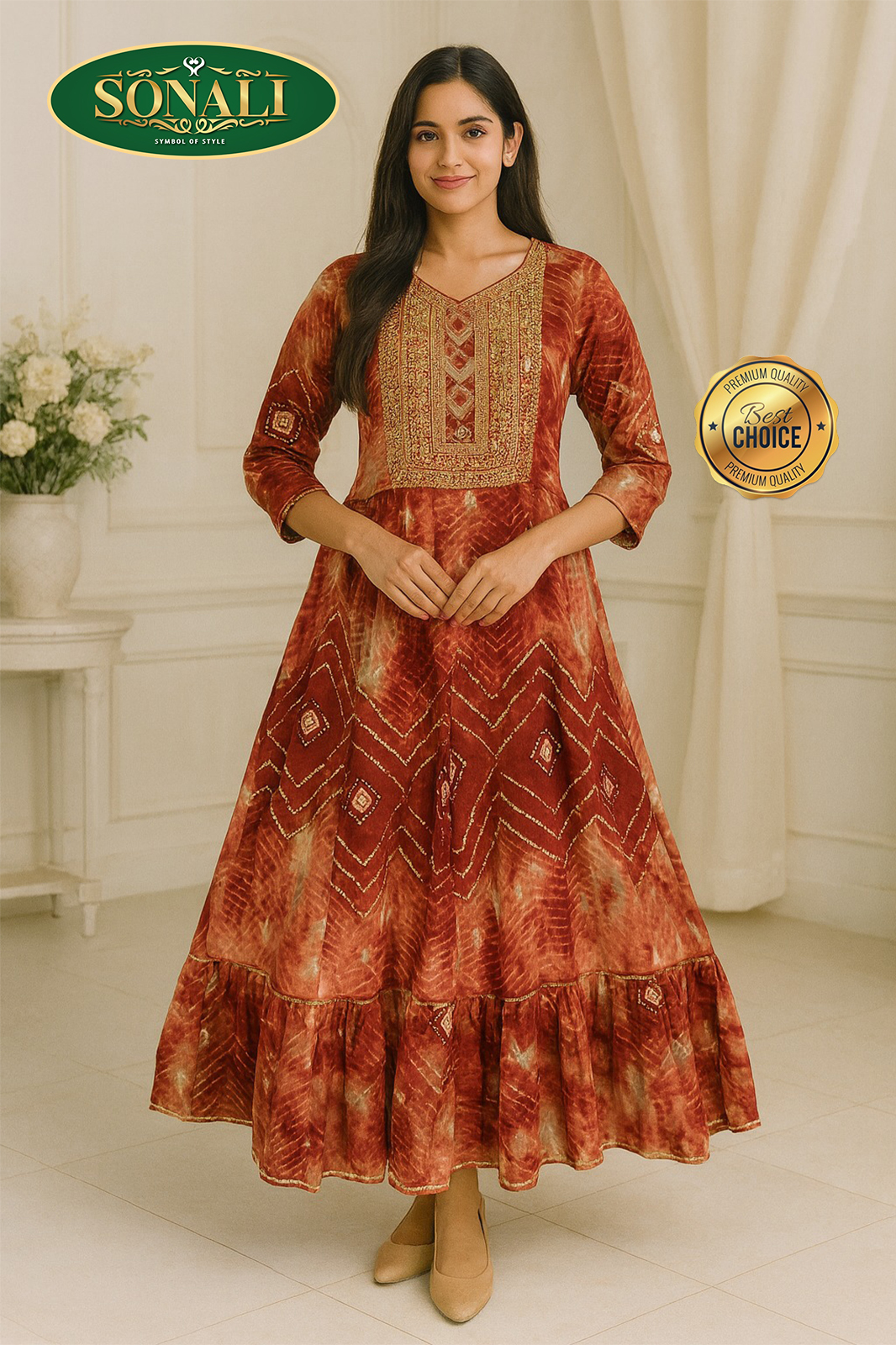 Sonali's Premier Quality Women's Long Gown / Long Dress /Women Floral Long Dress / Dinner Maxi Dress