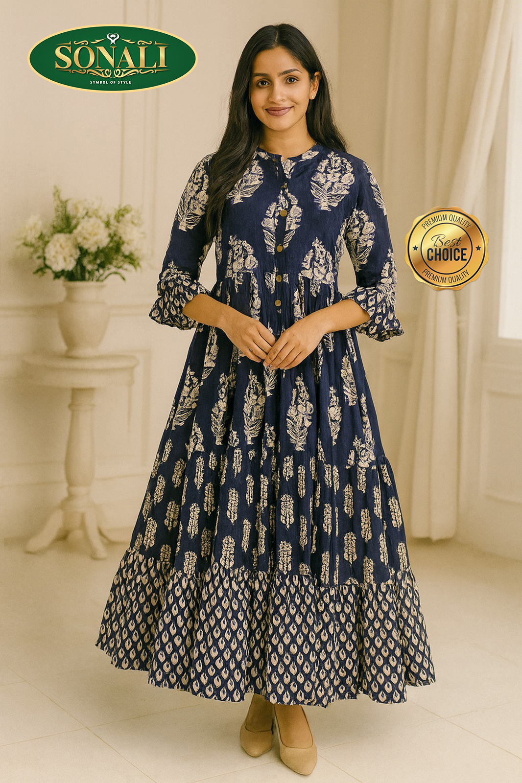 Sonali's Premier Quality Women's Long Gown / Long Dress /Women Floral Long Dress / Dinner Maxi Dress