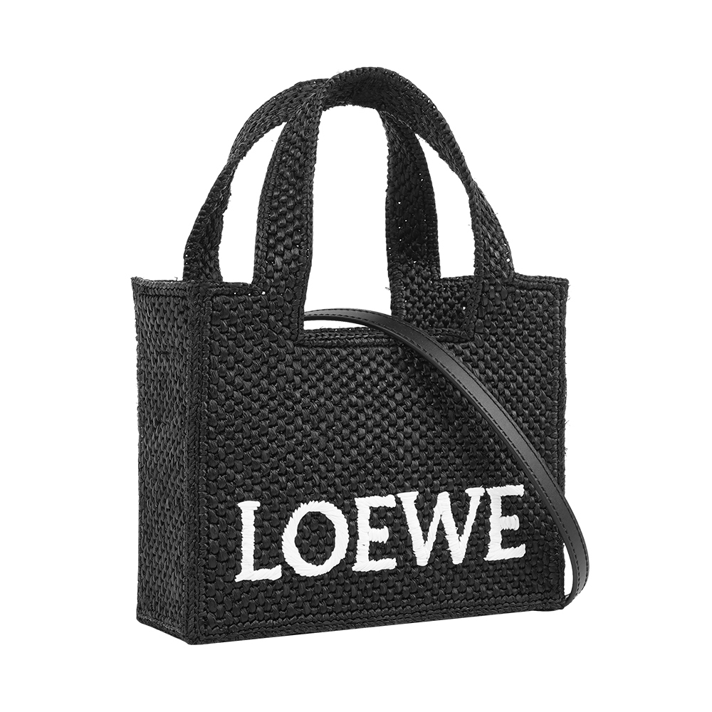 【LOEWE】Logo 標誌酒椰纖維迷你二用包(黑色)