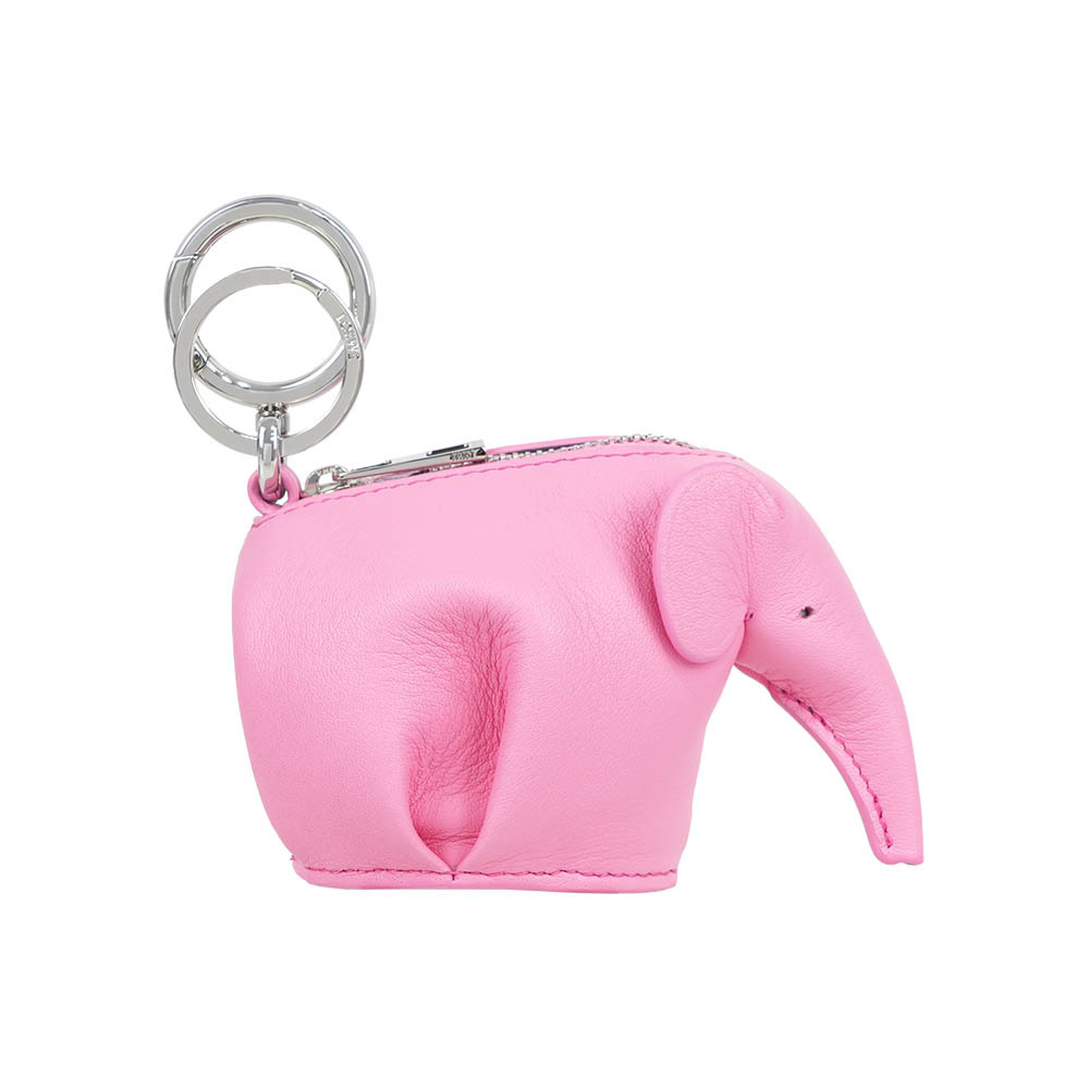 【LOEWE】小牛皮大象造型零錢包/吊飾(糖果粉)