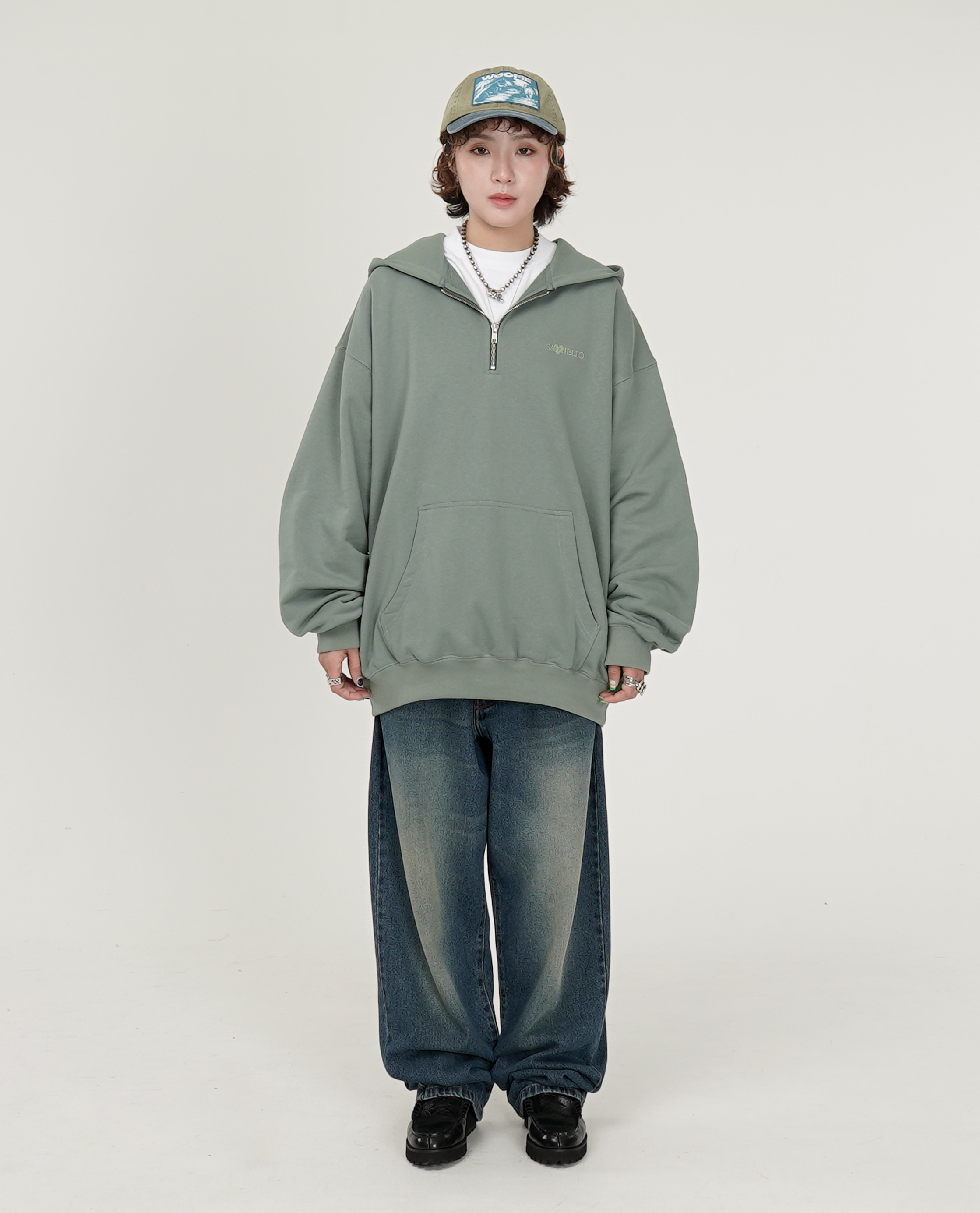 SAYHELLO Slap Logo Harf-Zip Hoodie - 25FW