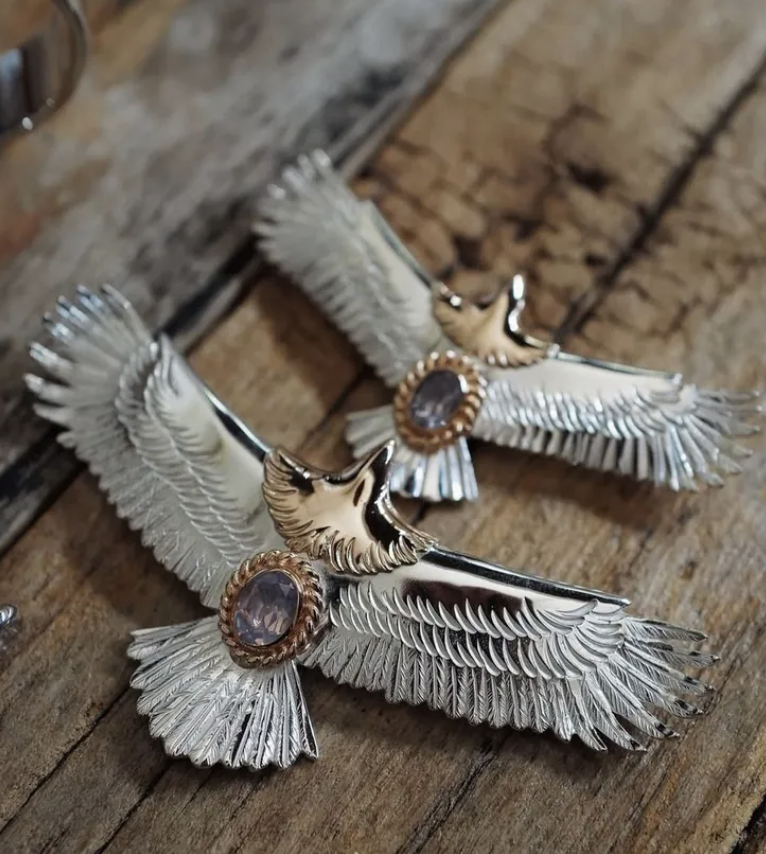 玫瑰金頭玫瑰金繩薰衣草水晶鷹