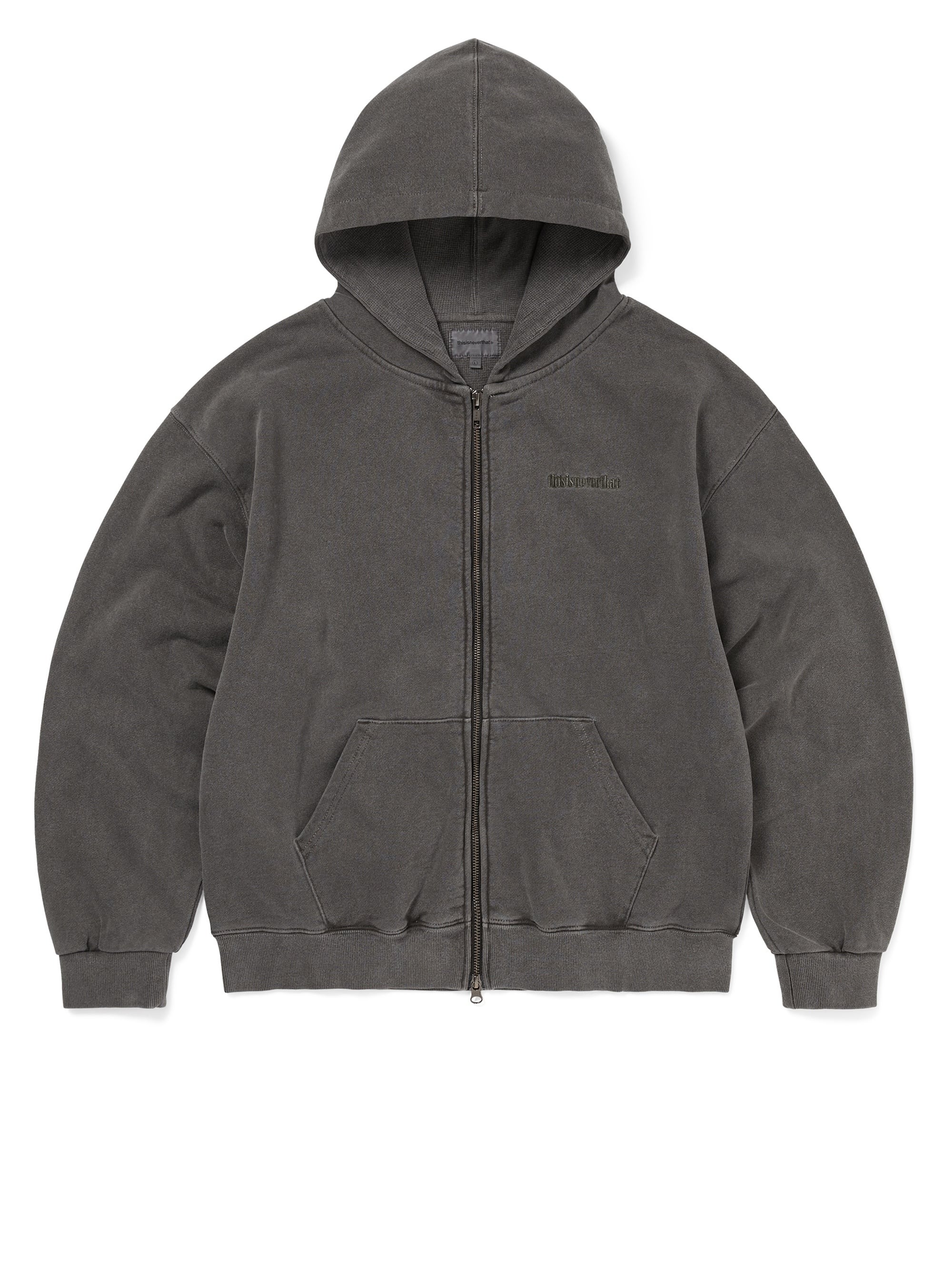 thisisneverthat｜Waffle Lined Zip Up Hoodie "Charcoal"