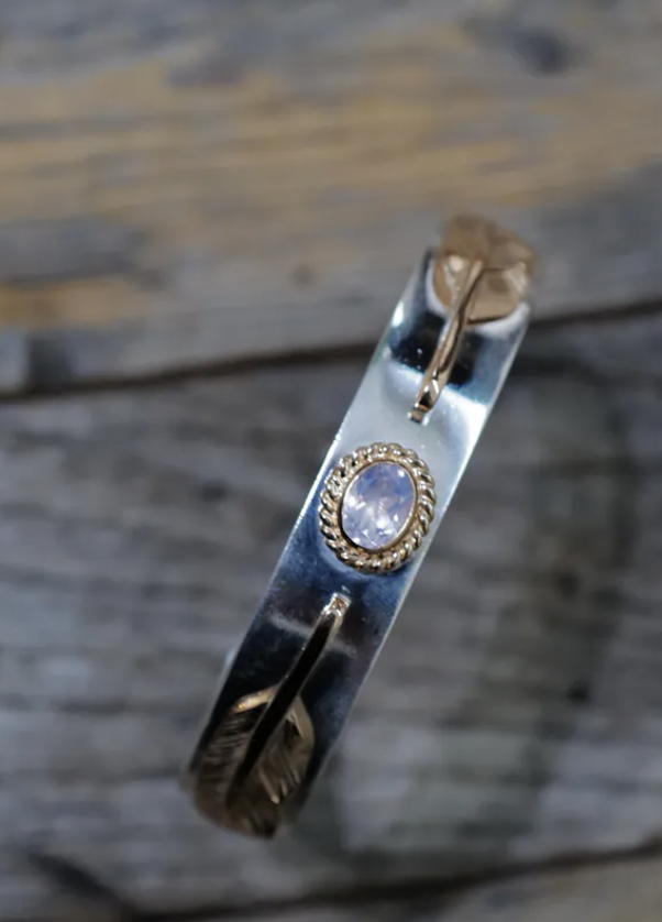 12mm 平打 / 玫瑰金繩薰衣草水晶 / 雙K20玫瑰金feather S