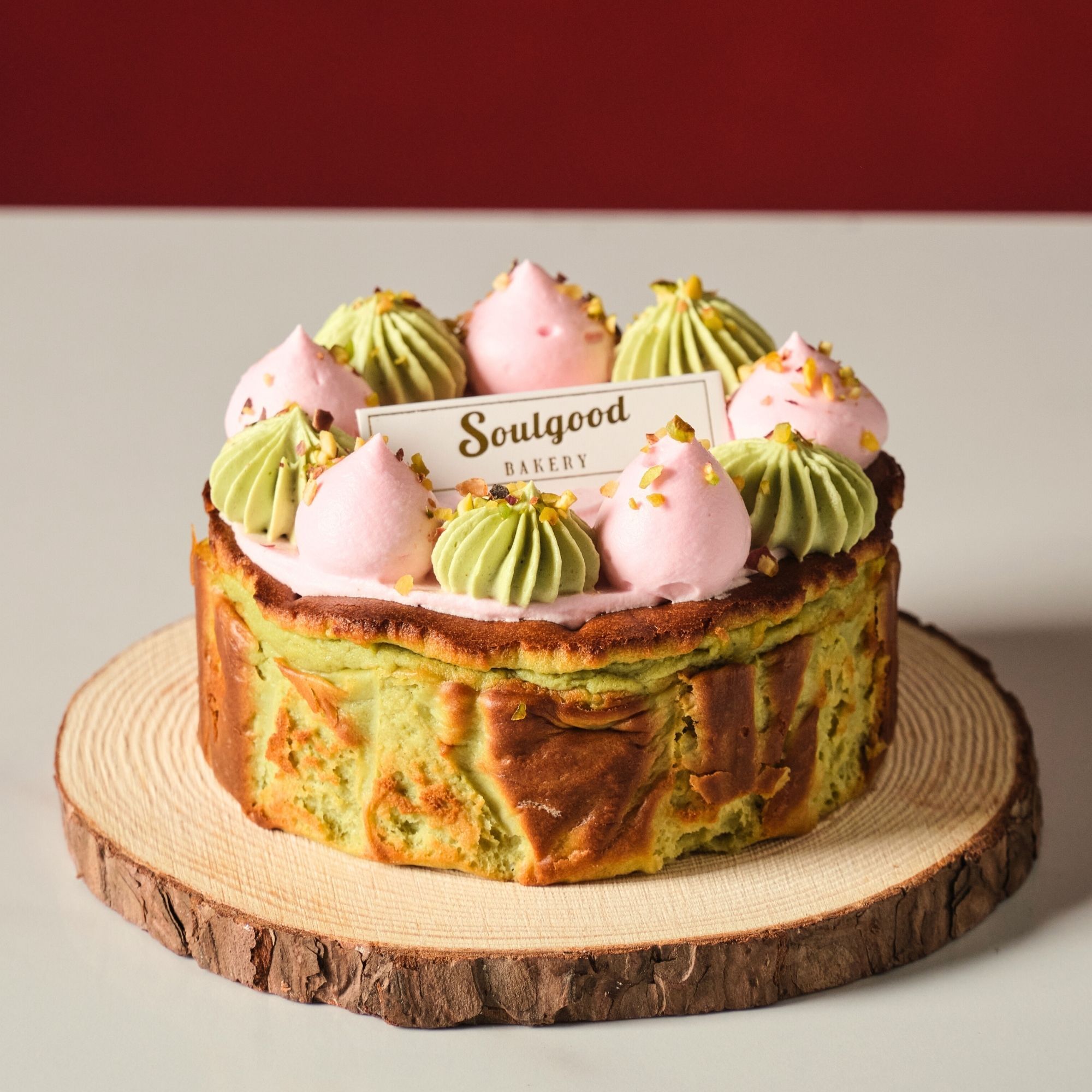 Sicilian Pistachio Christmas Basque Burnt Cheesecake