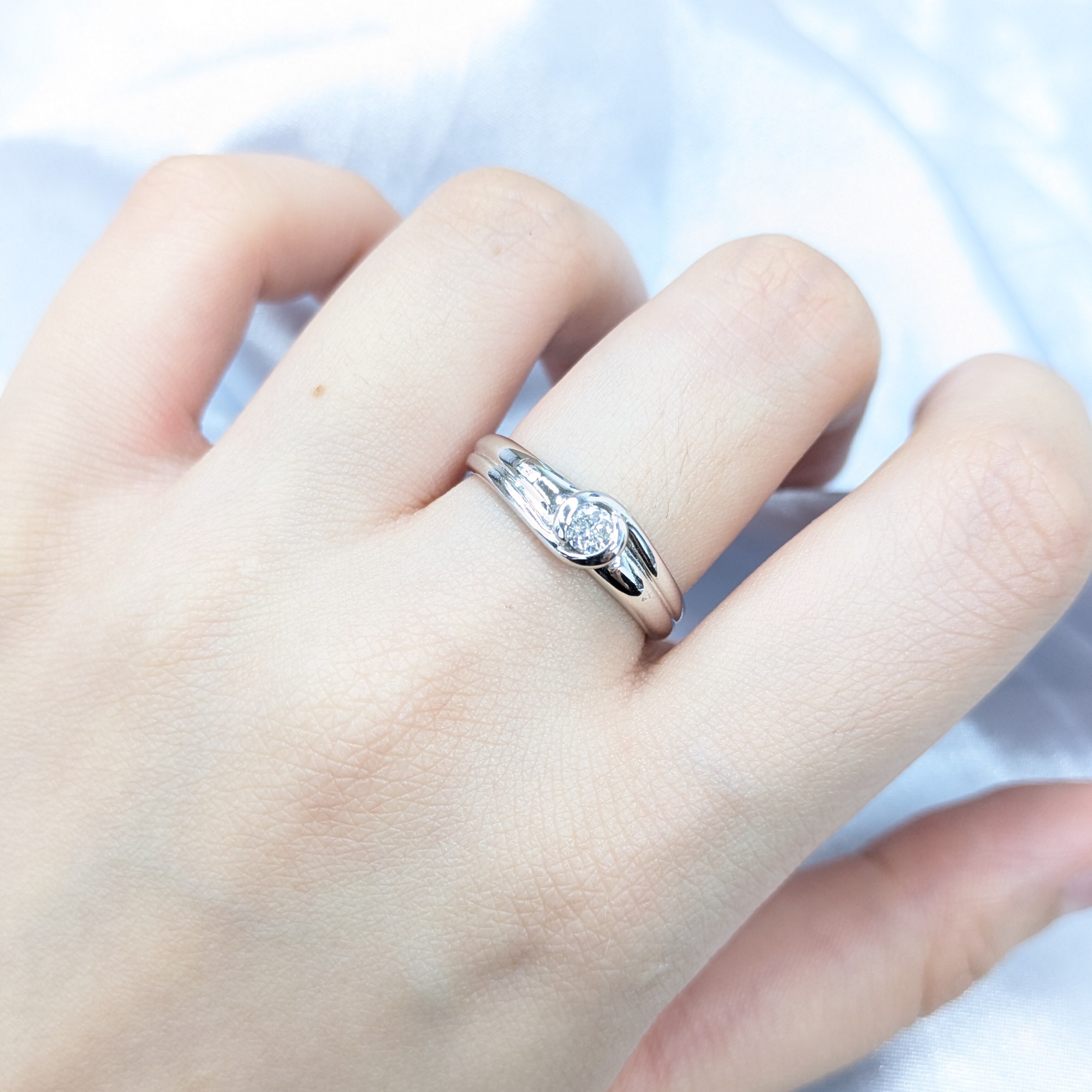 全新18K白金【單粒18份鑽石】戒指