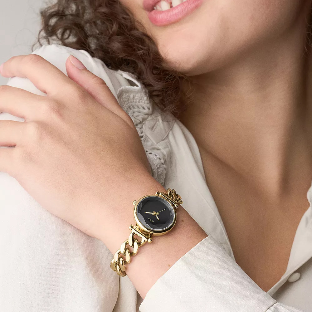 Carlie mini 優雅金黑面羅馬時刻女錶 金色不鏽鋼錶帶 28 MM ES5440