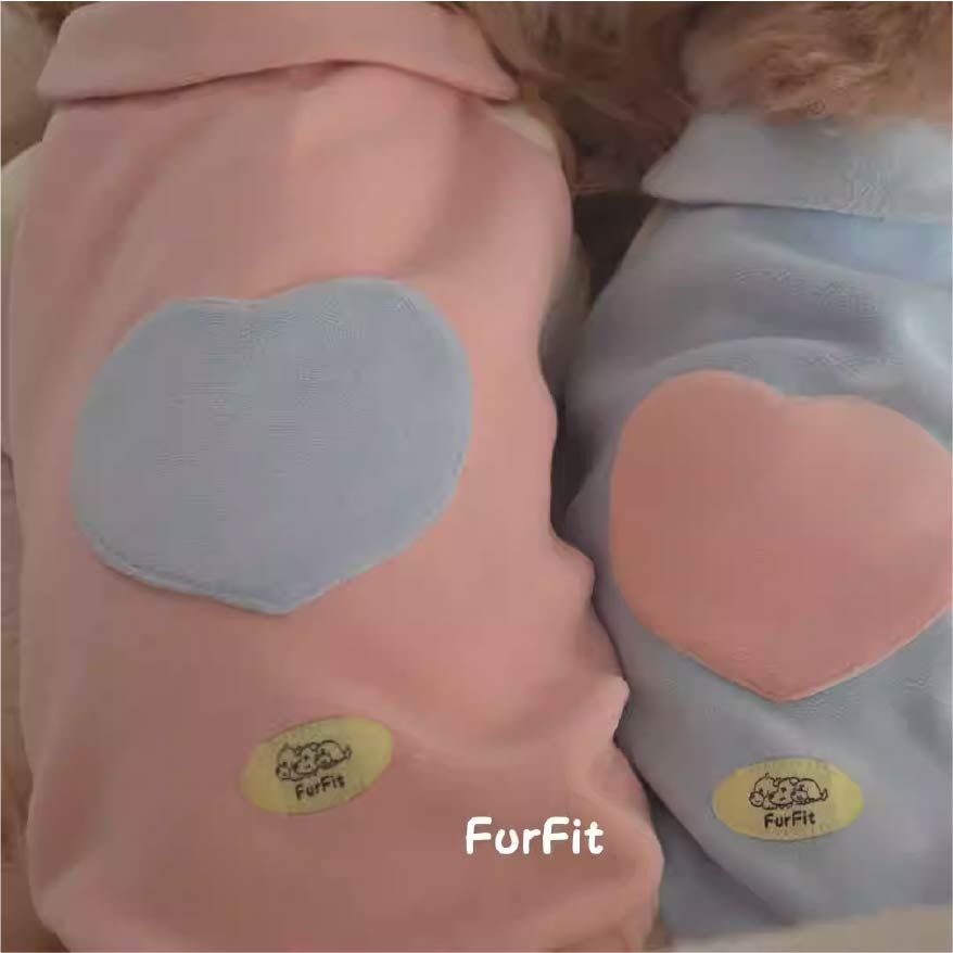 FurFit - 寵物愛心拼色翻領毛衣 - (淺藍色、粉紅色)